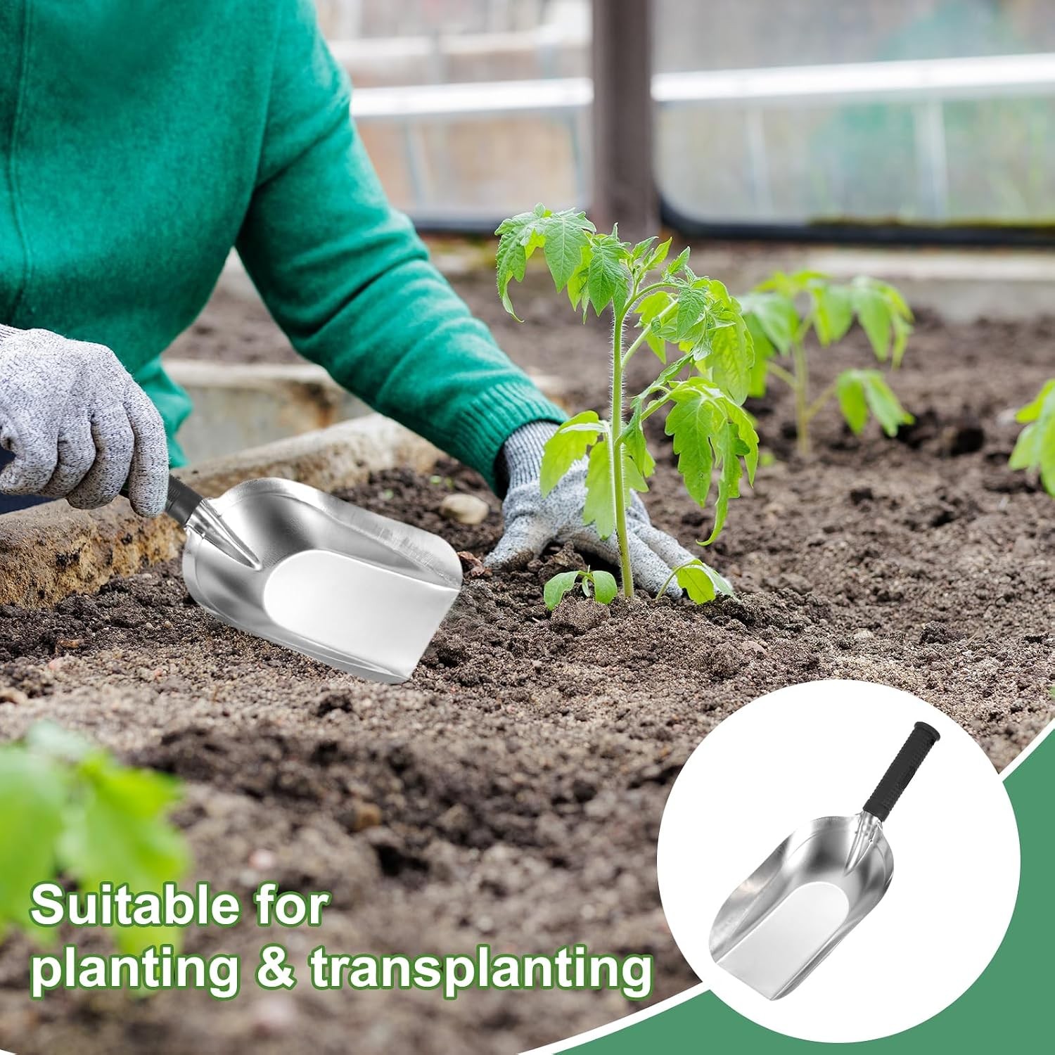Garden Hand Shovel 11.8″ x 4.5″ Stainless Steel Square Shovel Hand Trowel