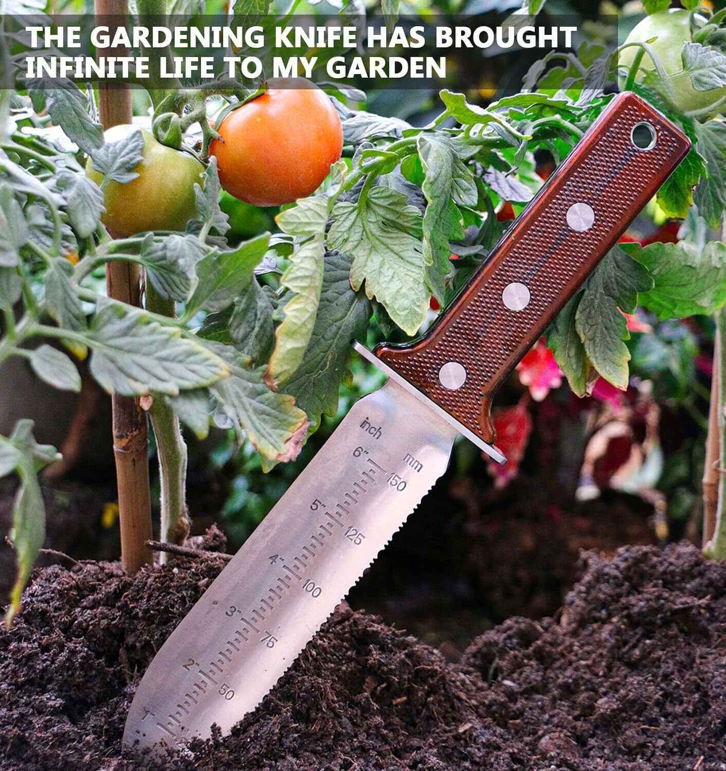Hori Hori Garden Knife Stainless Weeding Digging + Leather Sheath + Gloves