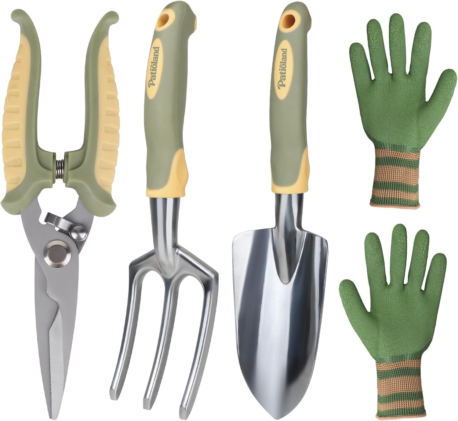 4 Piece Garden Tools Set, Gardening Tools Set with Hand Trowel, Cultivator Ra…