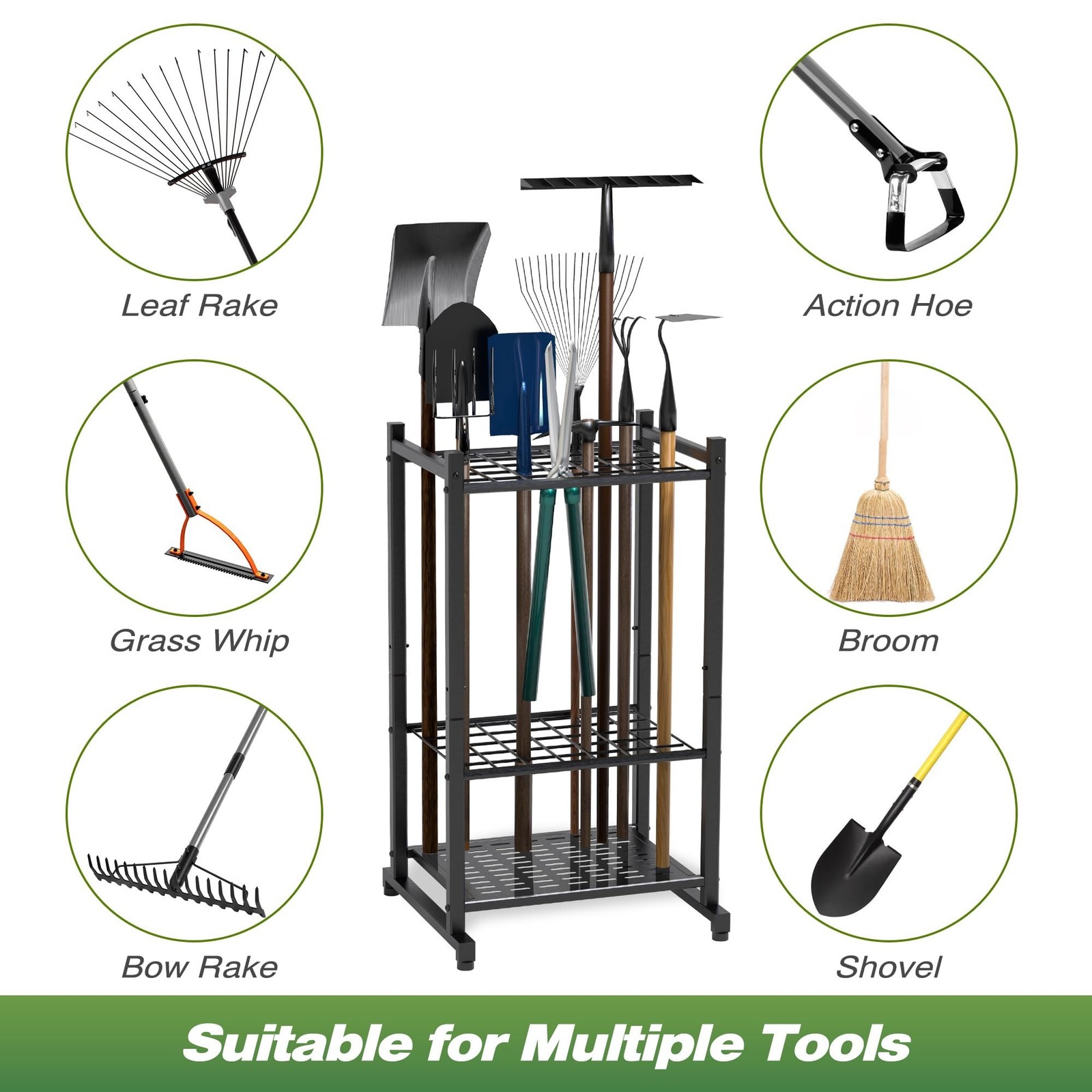 Garden Tool Organizer, Yard Tool Tower Rack for Garage Organization and Stora…