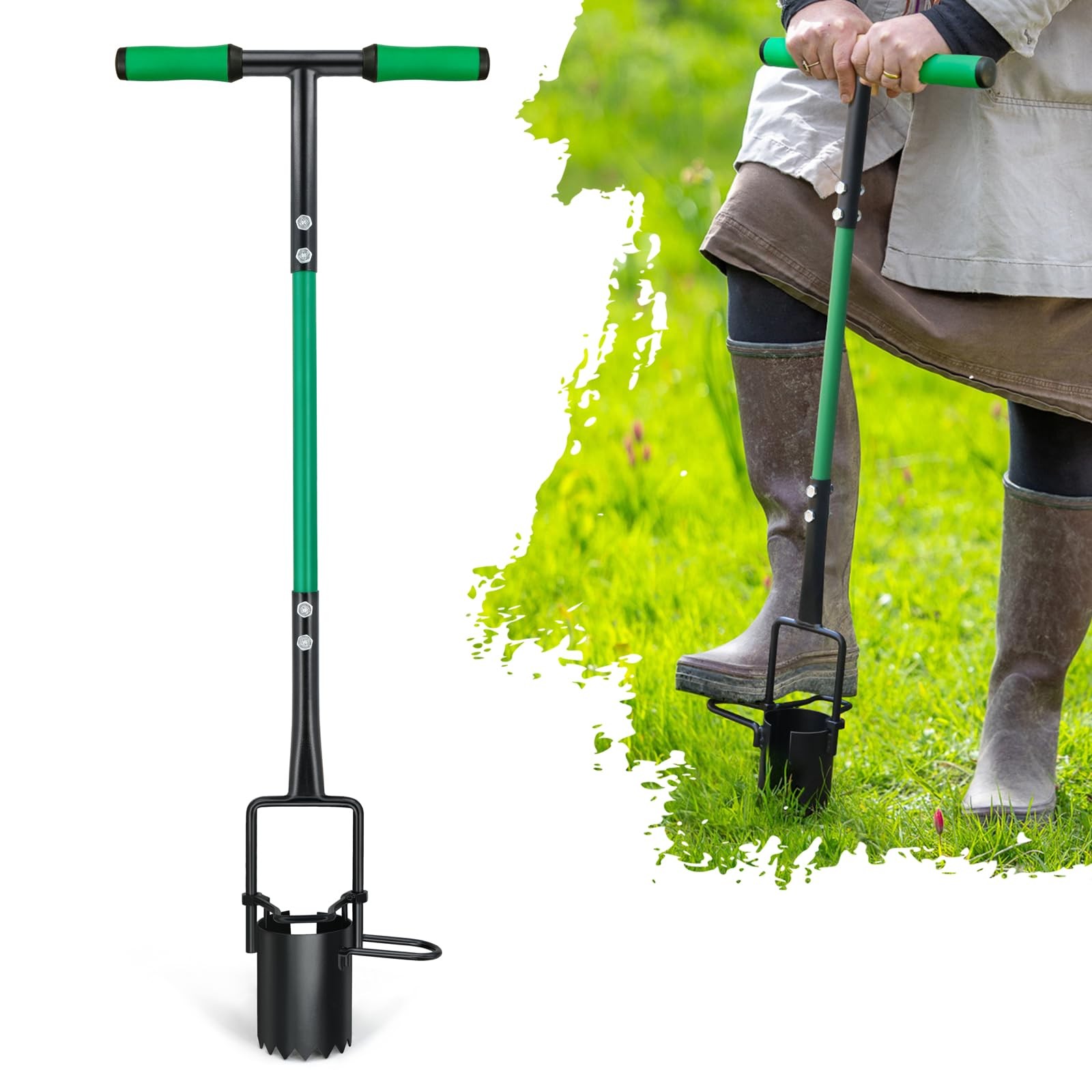 Altdorff Bulb Planter Tool, Sod Plugger with Long Handle Serrated Base, 5in1 …