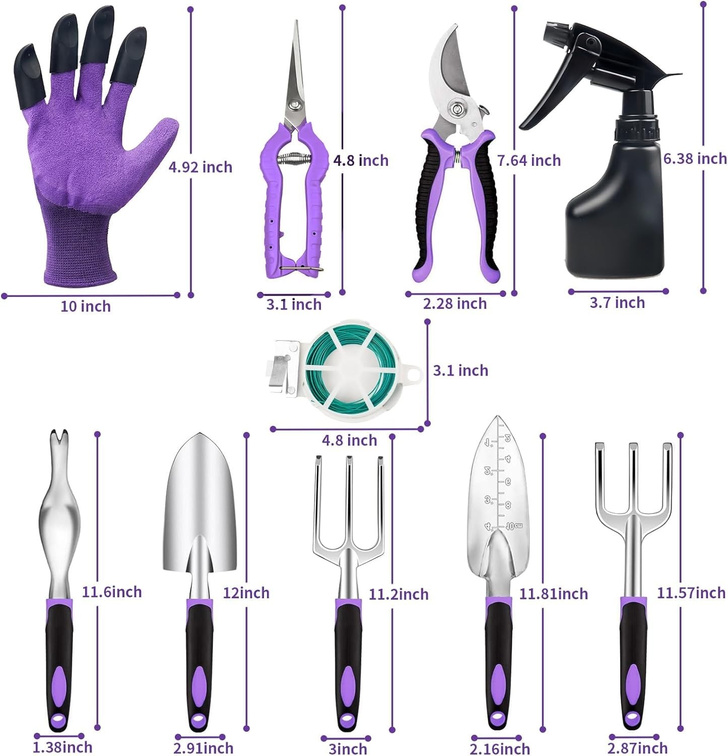 Gardening Tool Set – 11 Piece Aluminum Alloy Steel Hand Tool Starter Kit with…