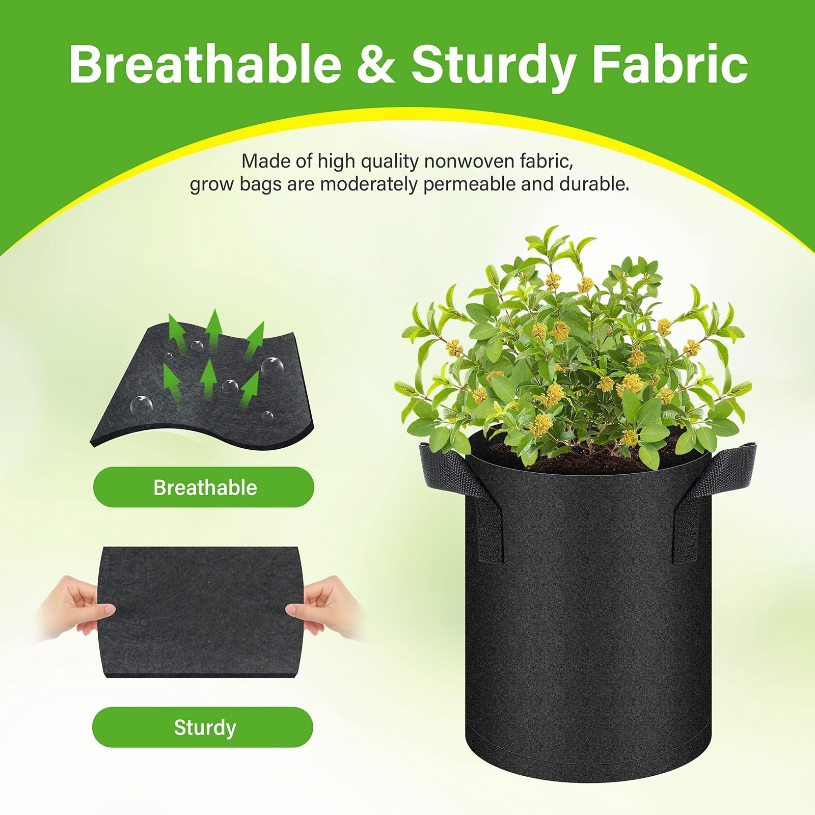 HealSmart 6-Pack 1 Gallon Grow Bags, Nonwoven Aeration Fabric Pots with Handl…