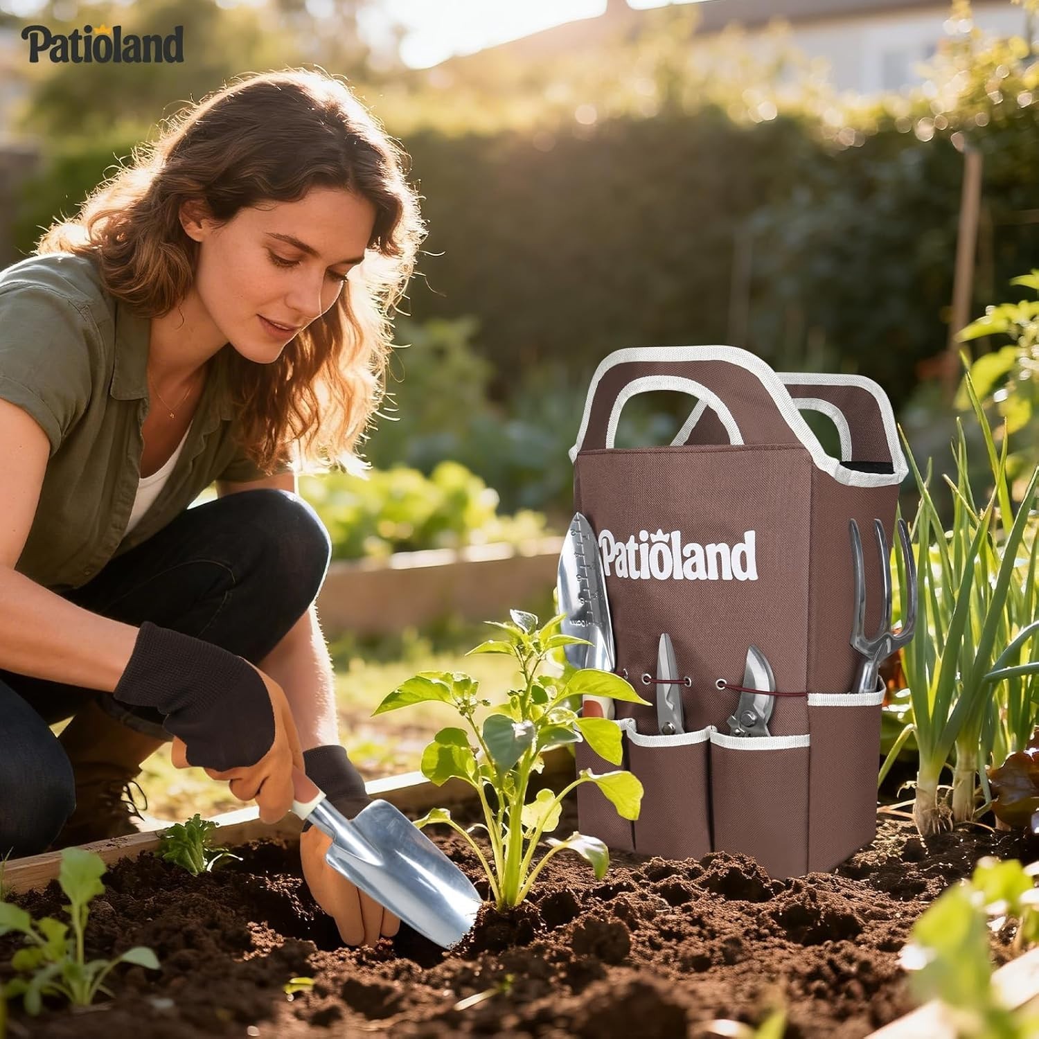 10-Piece Ergonomic Garden Tool Set – Rust Resistant & Lightweight with Tote Bag