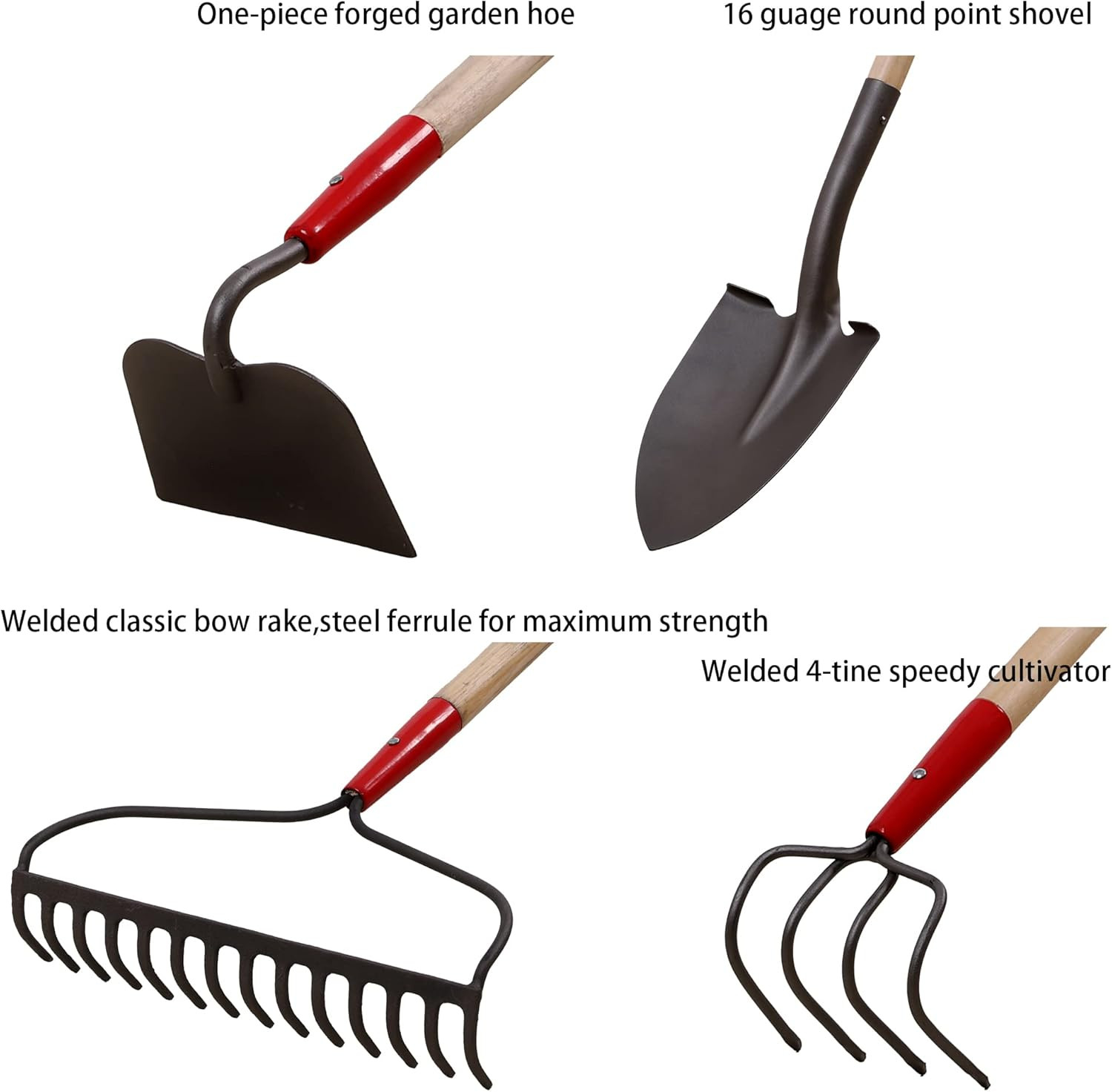 7-Piece Long Handle Garden Tools Set, Include Shovel Rake Hoe,Gardening Tools fo