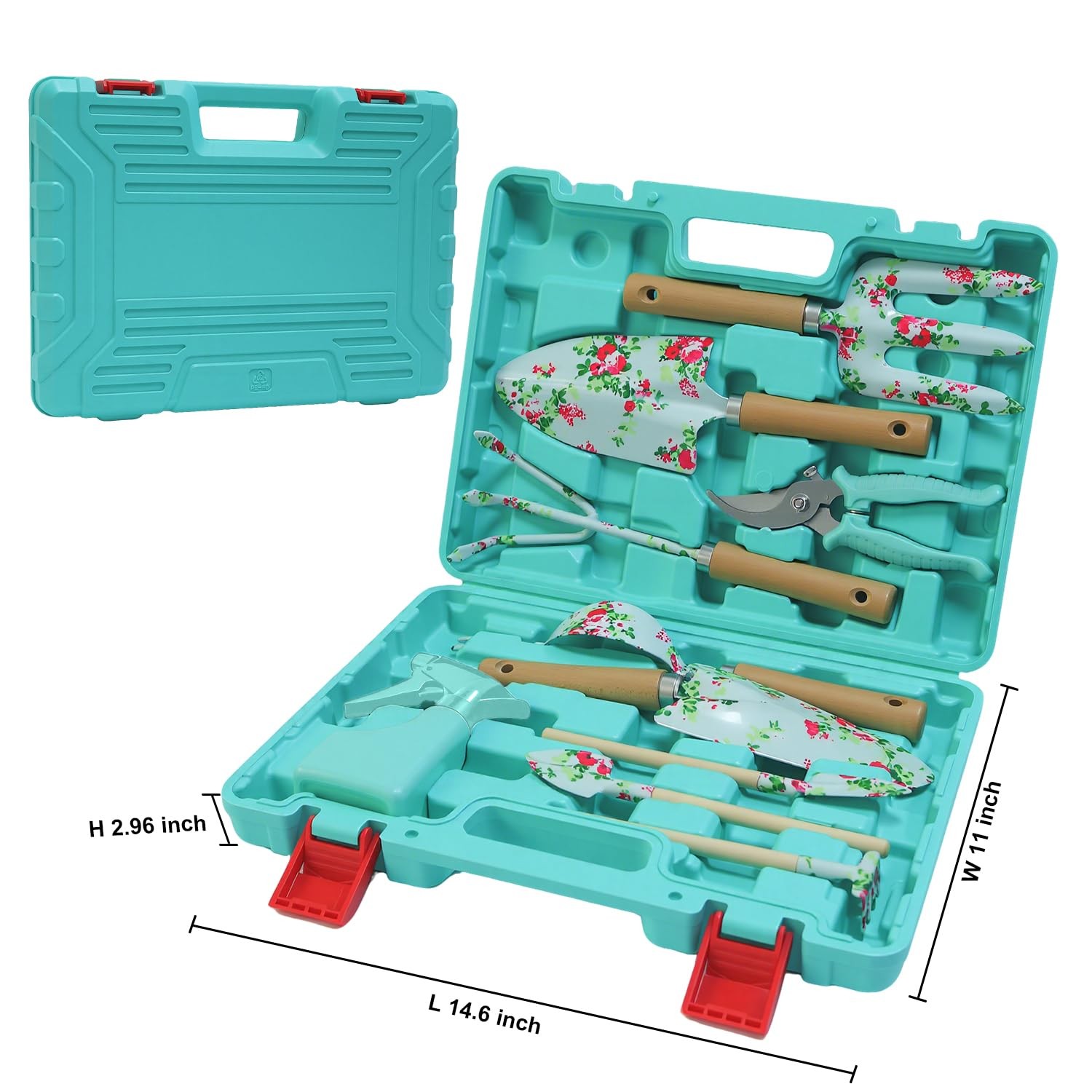 Light Green Gardening Set, 10-Piece Garden Tool Kit with Trowel, Hoe, Shovel …