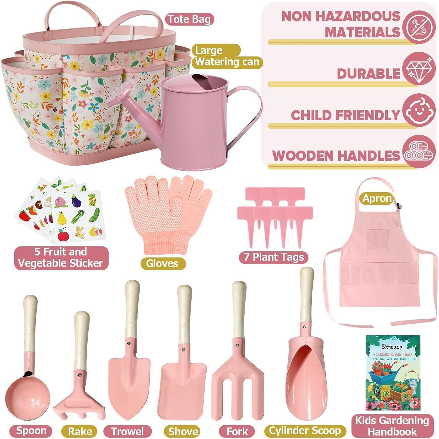 14Pcs Gardening Tools for Kids with Tote Bag,Educational STEM Learning Outdoor
