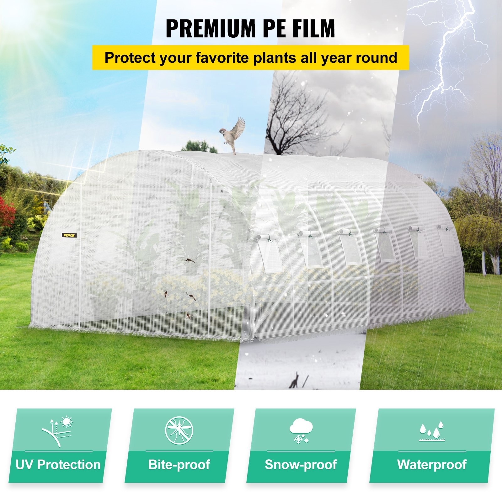 20 x 10 x 7 ft Walk-in Tunnel Greenhouse,Portable Plant Hot House with Galvanize