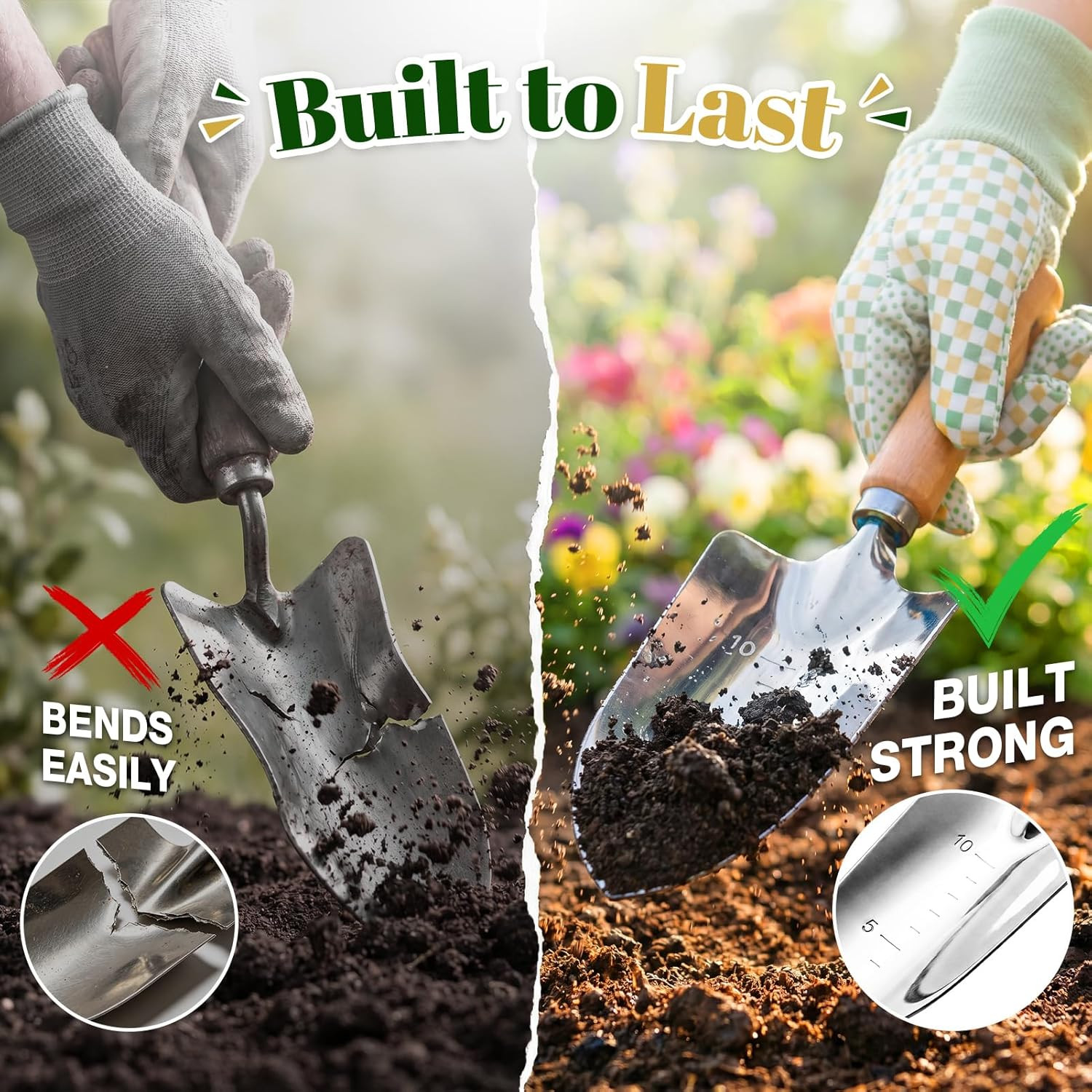 Gardening Tool Set, 9-Piece Heavy Duty with Durable Tote Bag, Ergonomic