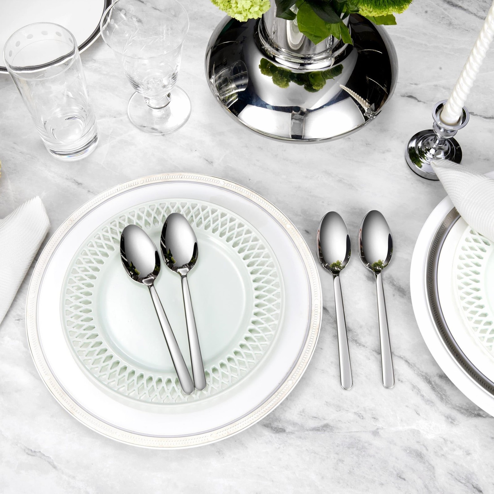 KEAWELL Premium Aline 8-Piece 7.4 inch Spoon Set – 18/10 Stainless Steel S