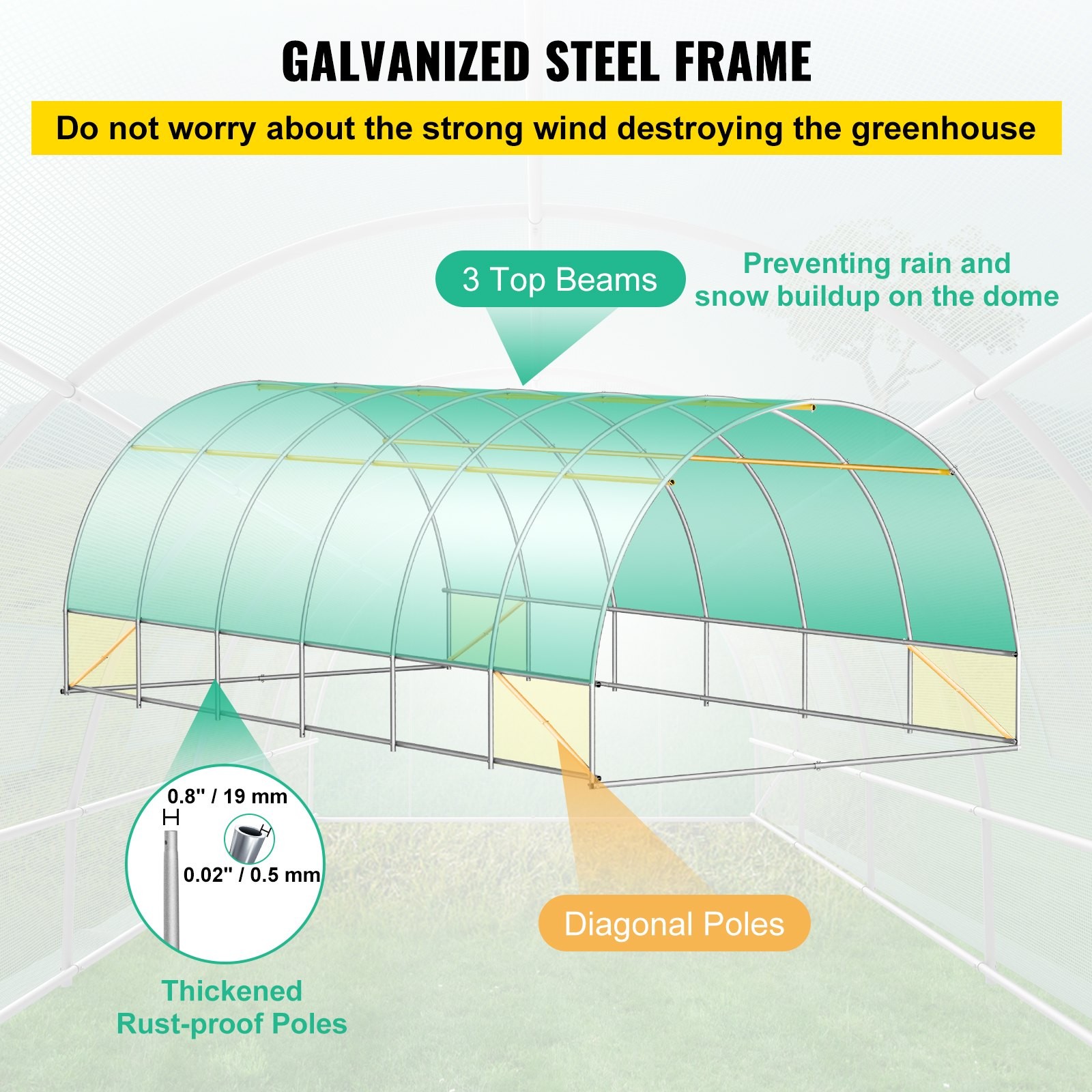 Walk-in Tunnel Greenhouse,20 x 10 x 7 ft Portable Plant Hot House with Galvanize