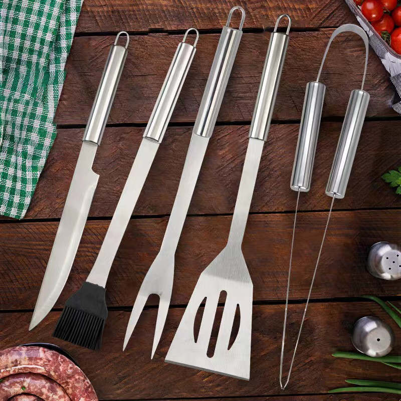 Outdoor stainless steel barbecue set, 6-piece barbecue tool set,hand in hand bag