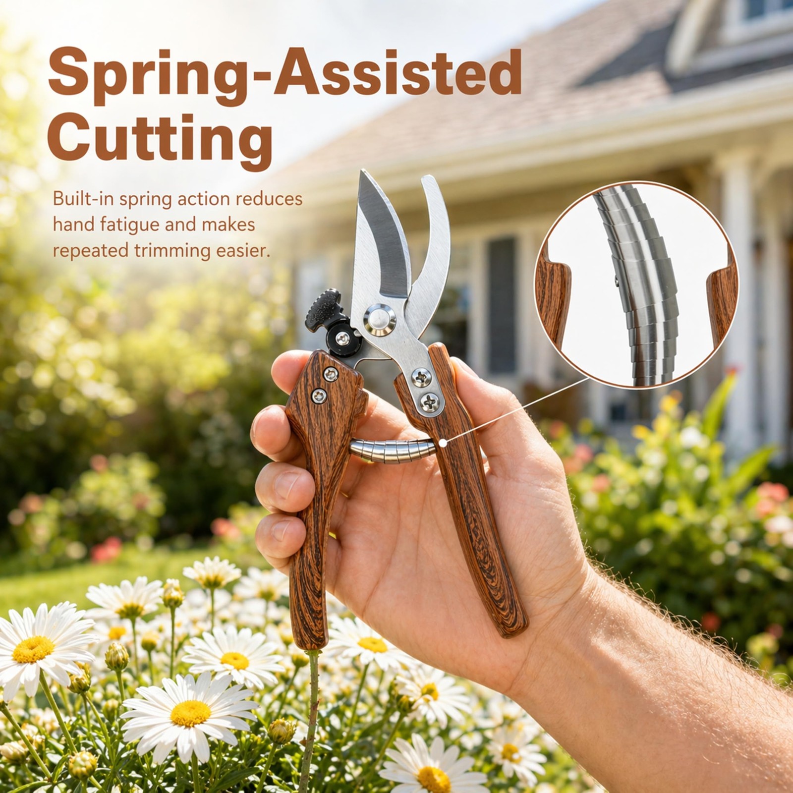 Pruning Shears, 5/8-Inch Cut Capacity Garden Clippers, Spring-Assisted Hand P…