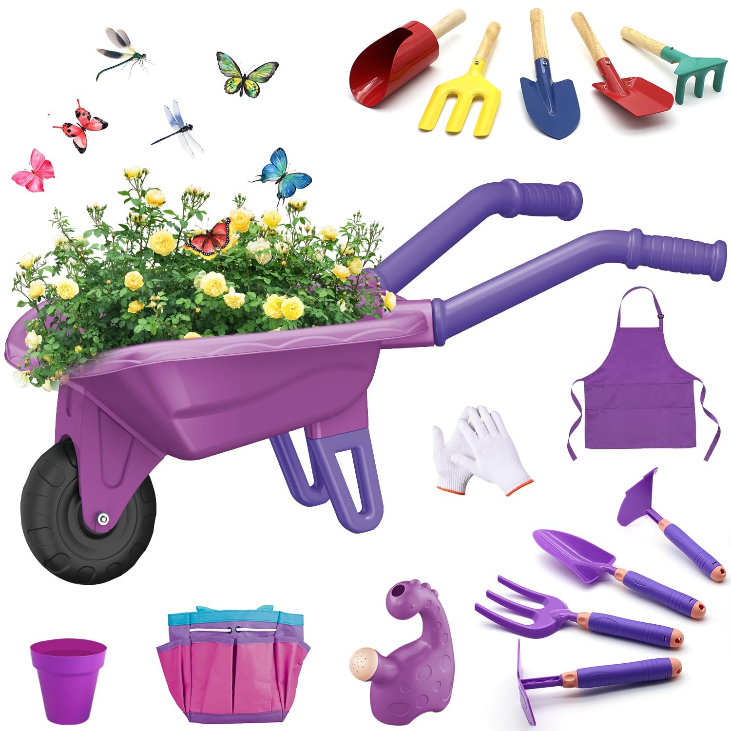 15 PCS Kids Gardening Tool Set for Girls Boys, Toddler Gardening Tools Set wi…