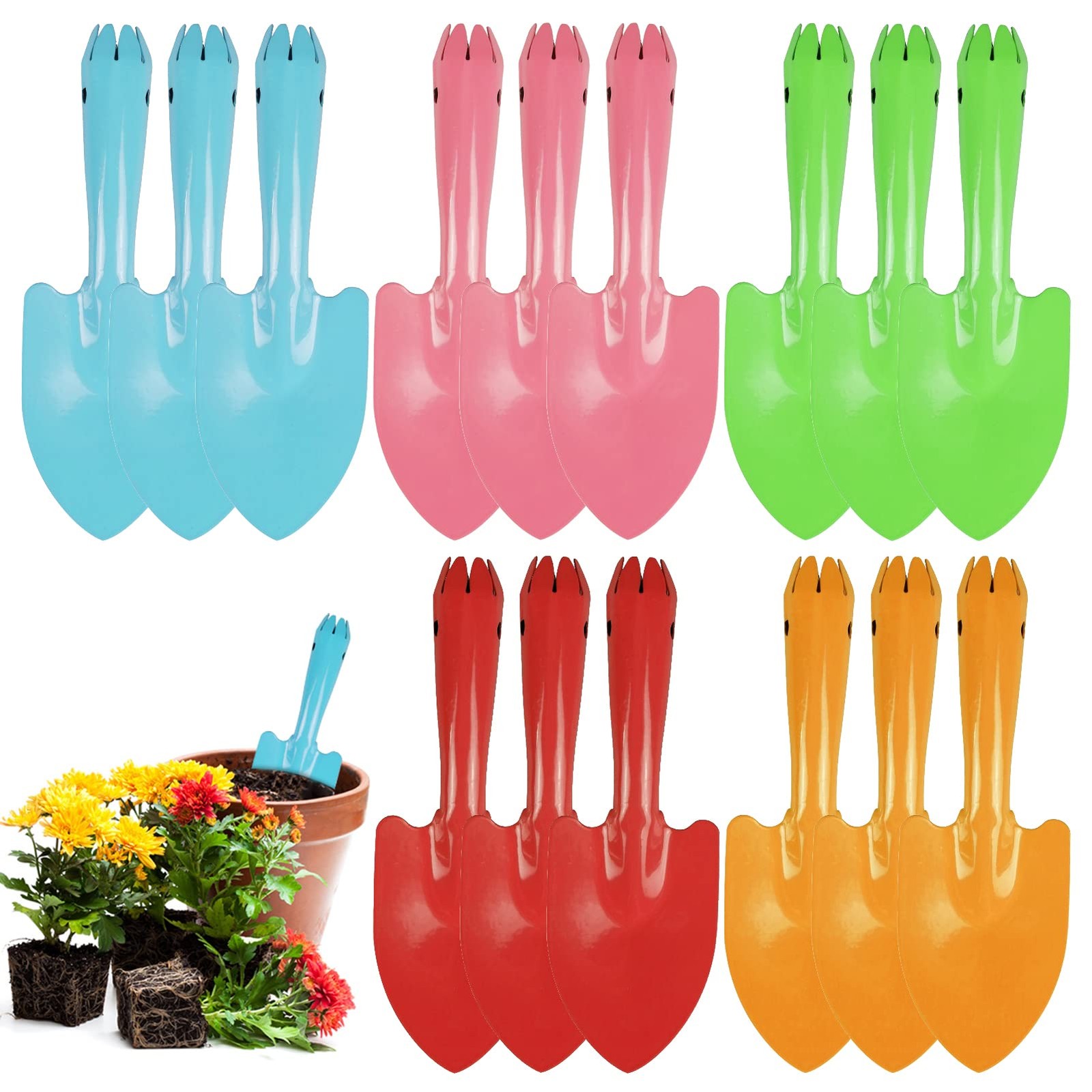 Mini Colorful Trowel Metal Garden Hand Shovels, 15 pcs Garden Tools for Teens…