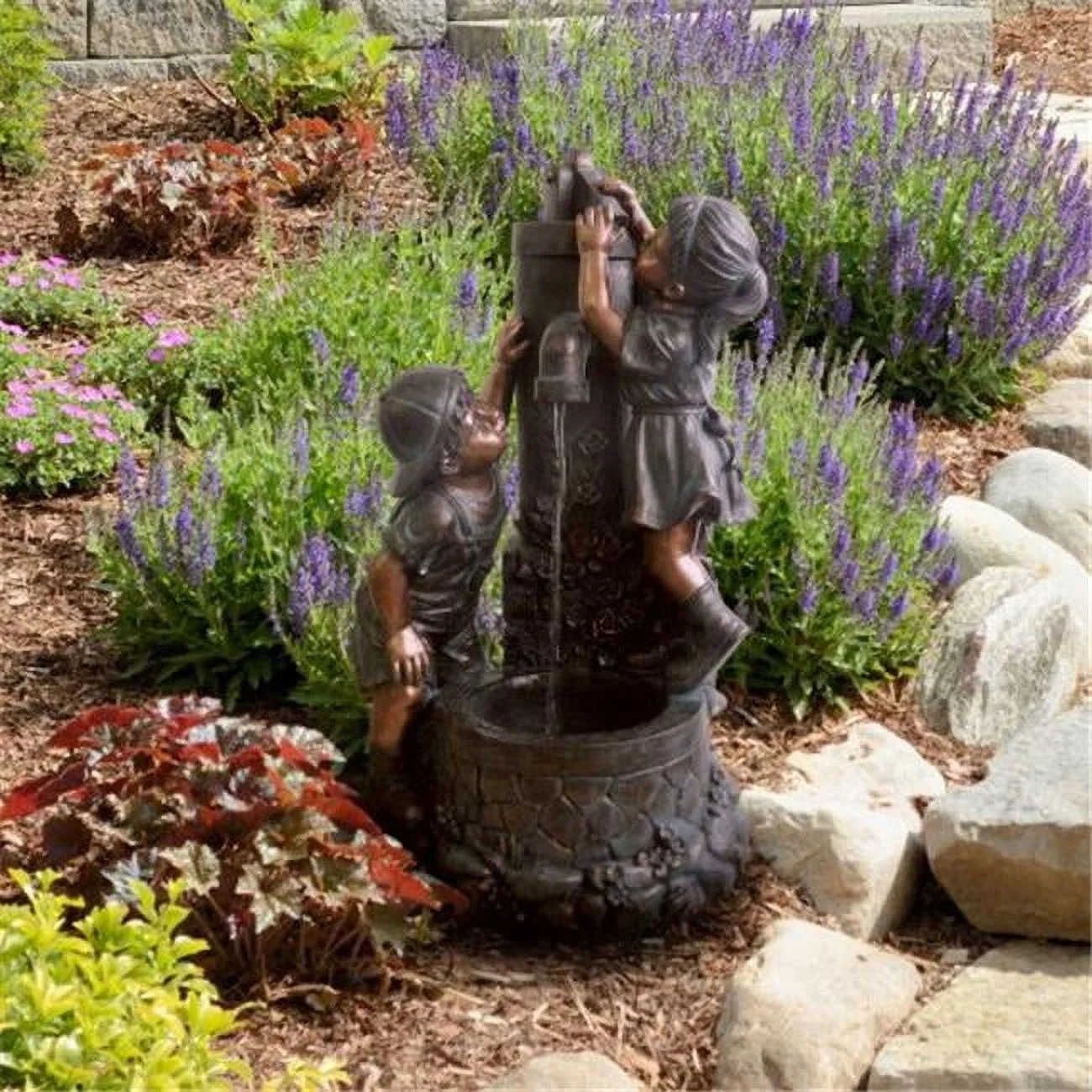 Boy & Girl Water Outdoor Fountain Garden or Lawn Garden Decor Garden Fountain US