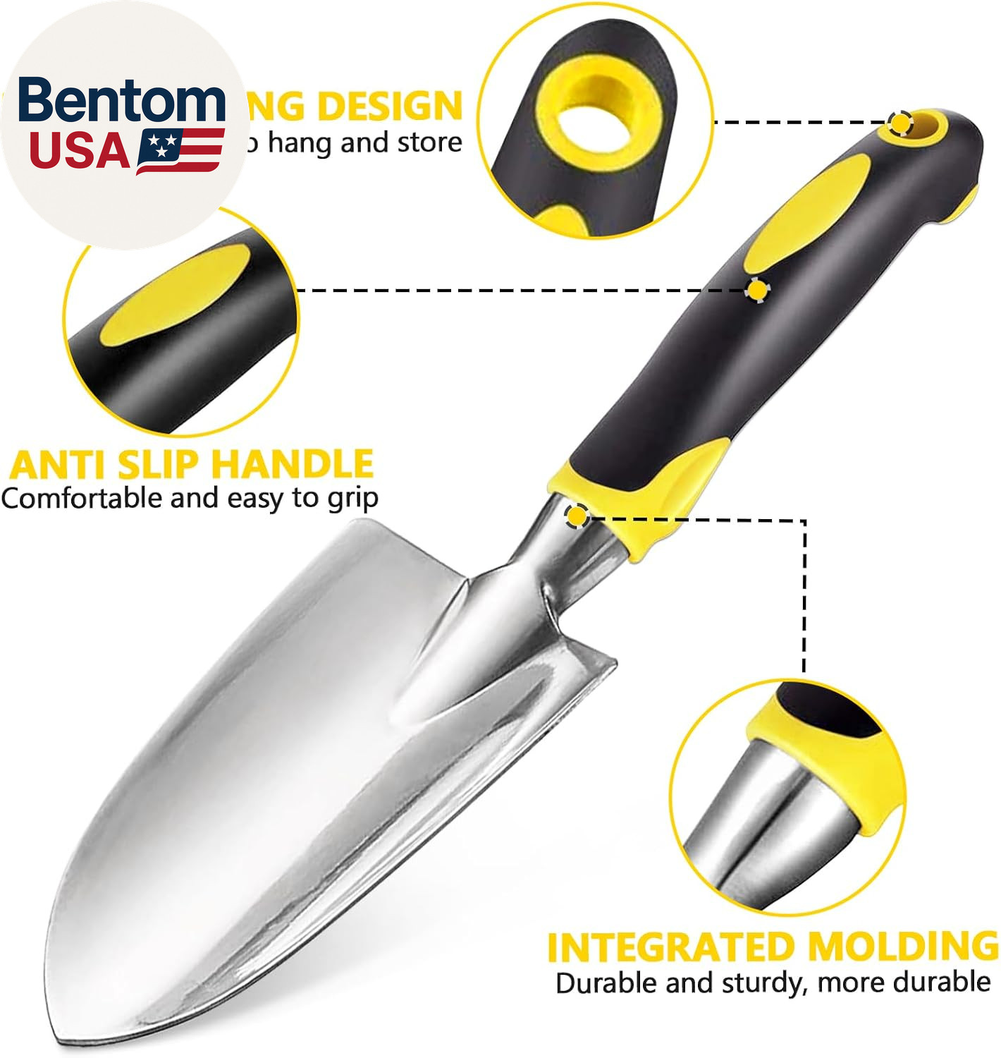 Garden Shovel, Trowel Garden Tool, Stainless Steel Heavy Duty Trowel, Soft Rubbe