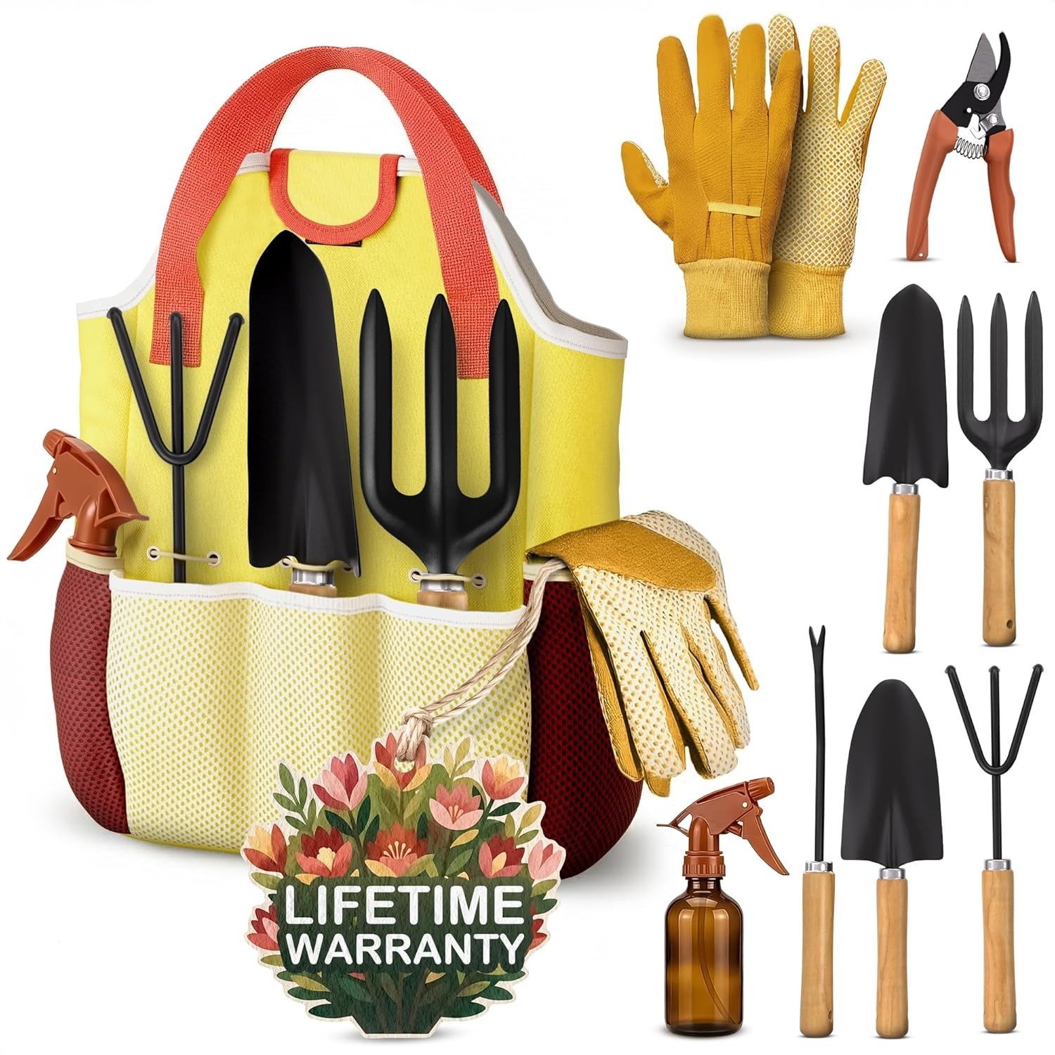 Comprehensive 10-Piece Garden Tool Set for Women – Ergonomic & Stylish Yellow