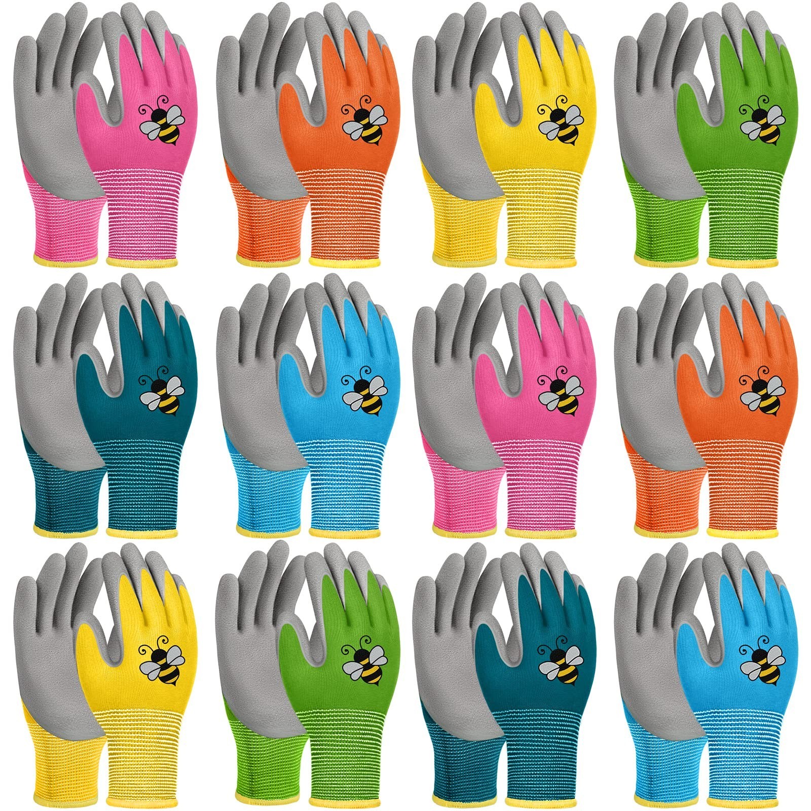 12 Pairs Kids Gardening Gloves Children Yard Work Glove Rubber Coated Garden …