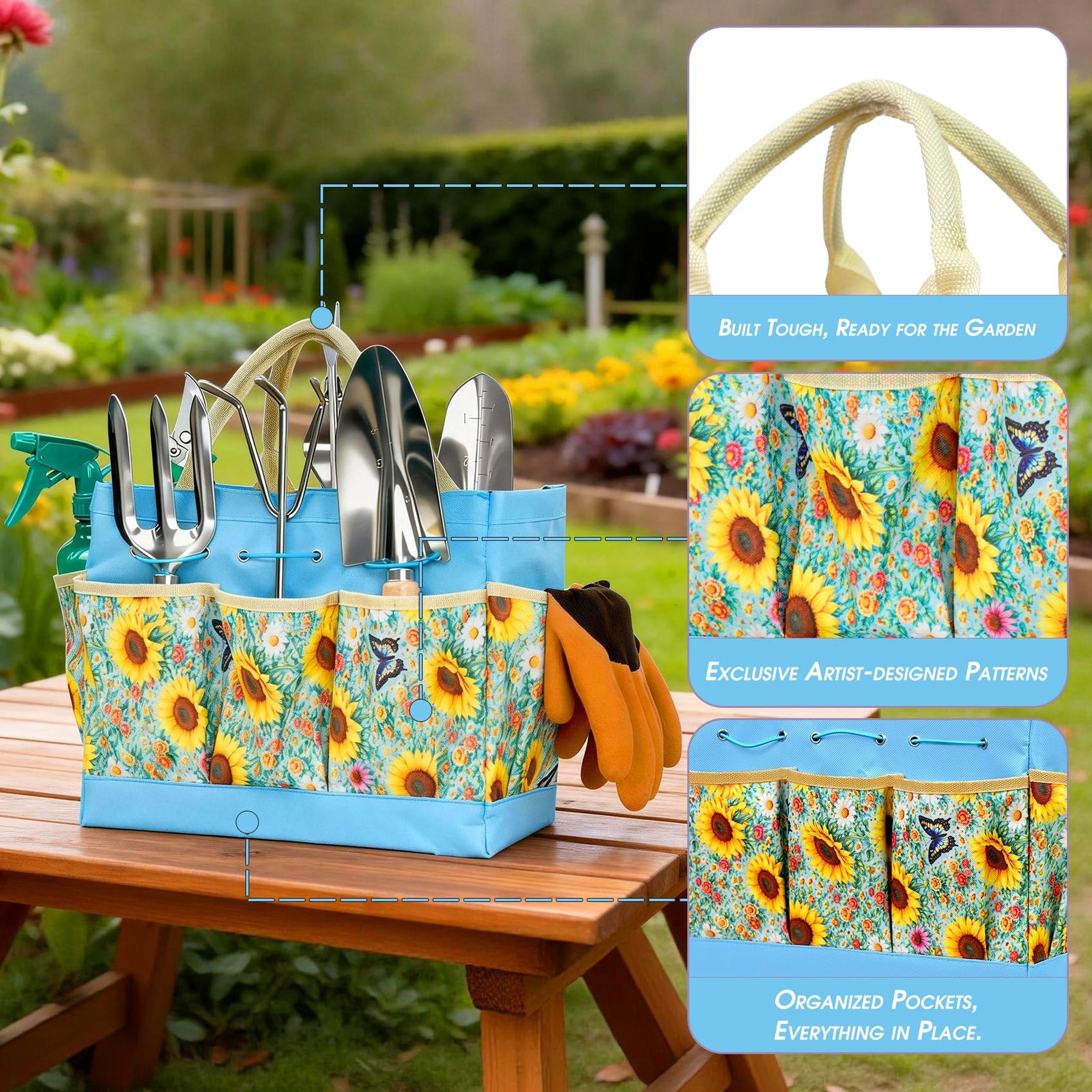 10~Piece Stainless Steel Garden Tool Set with Tote Bag