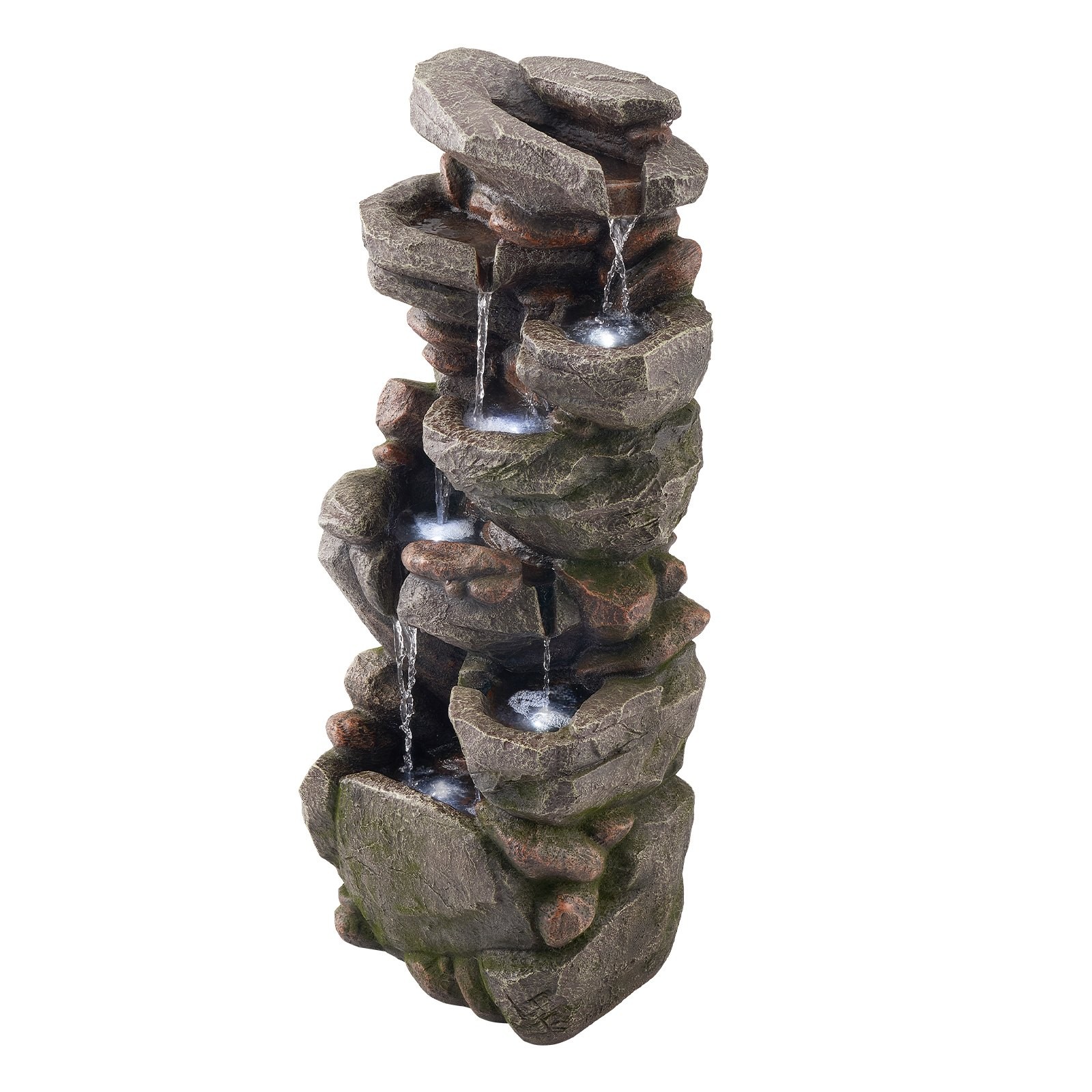 Outdoor Water Fountain,38.98 in Height Fountain and Waterfall,7-Tier Floor Stand