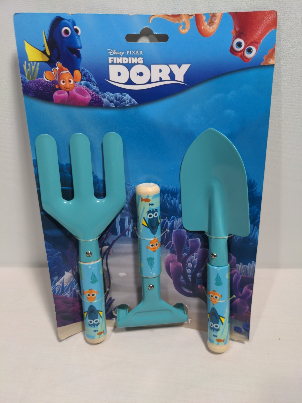 Disney Finding Dory Kids 3 Piece Hand Tool Gardening Set Childs Blue New