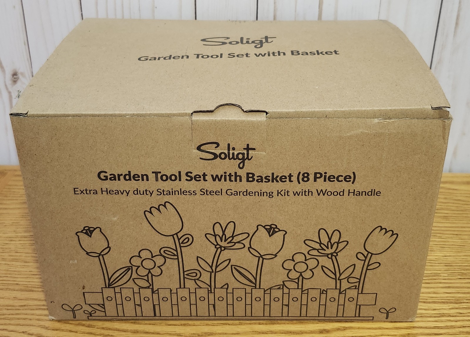 SOLIGT Garden Tools Set with Basket, Heavy Duty Stainless Steel Gardening Hand T