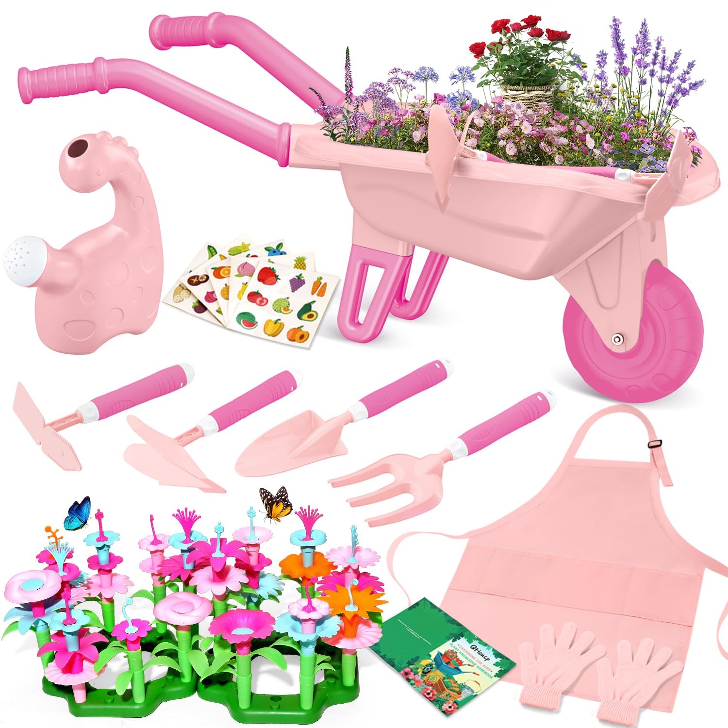 16Pcs Kids Gardening Tools Outdoor Toys Set Backyard Play with 93 PCS DIY Flo…