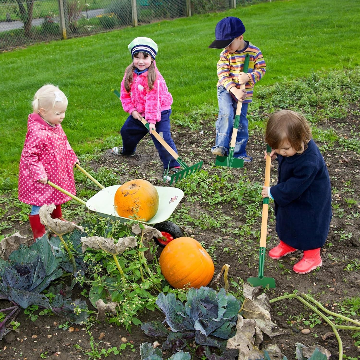 Kids Gardening Tools Set 6 or 7 Pcs Garden Tool for Kids with Shovel, Rake, Hoe