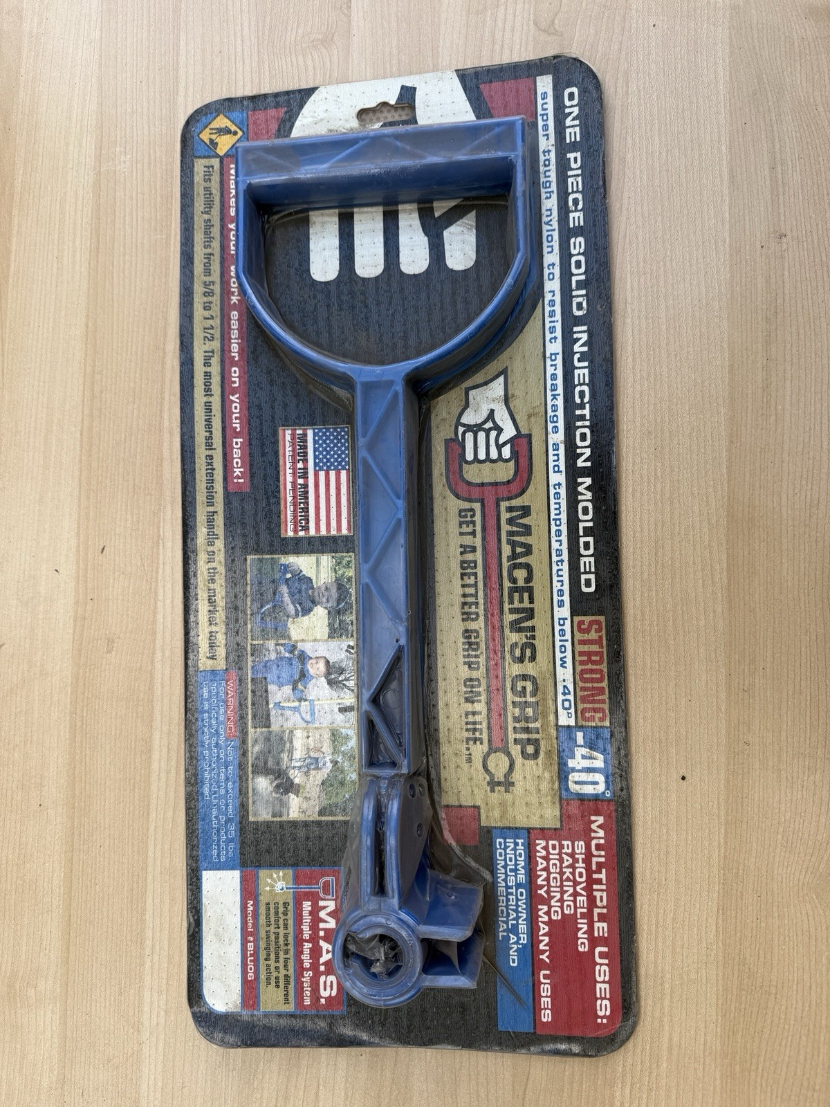 Macen’s Grip Ergonomic Tool Handle – NEW – Fits Shovels, Rakes, Brooms – Made in