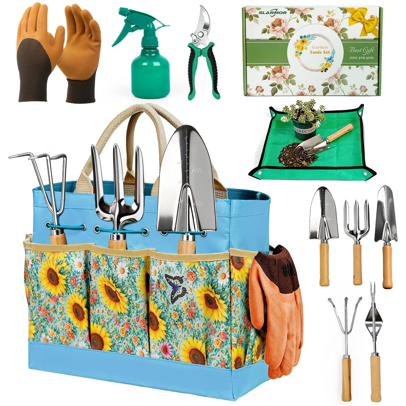 10~Piece Stainless Steel Garden Tool Set with Tote Bag