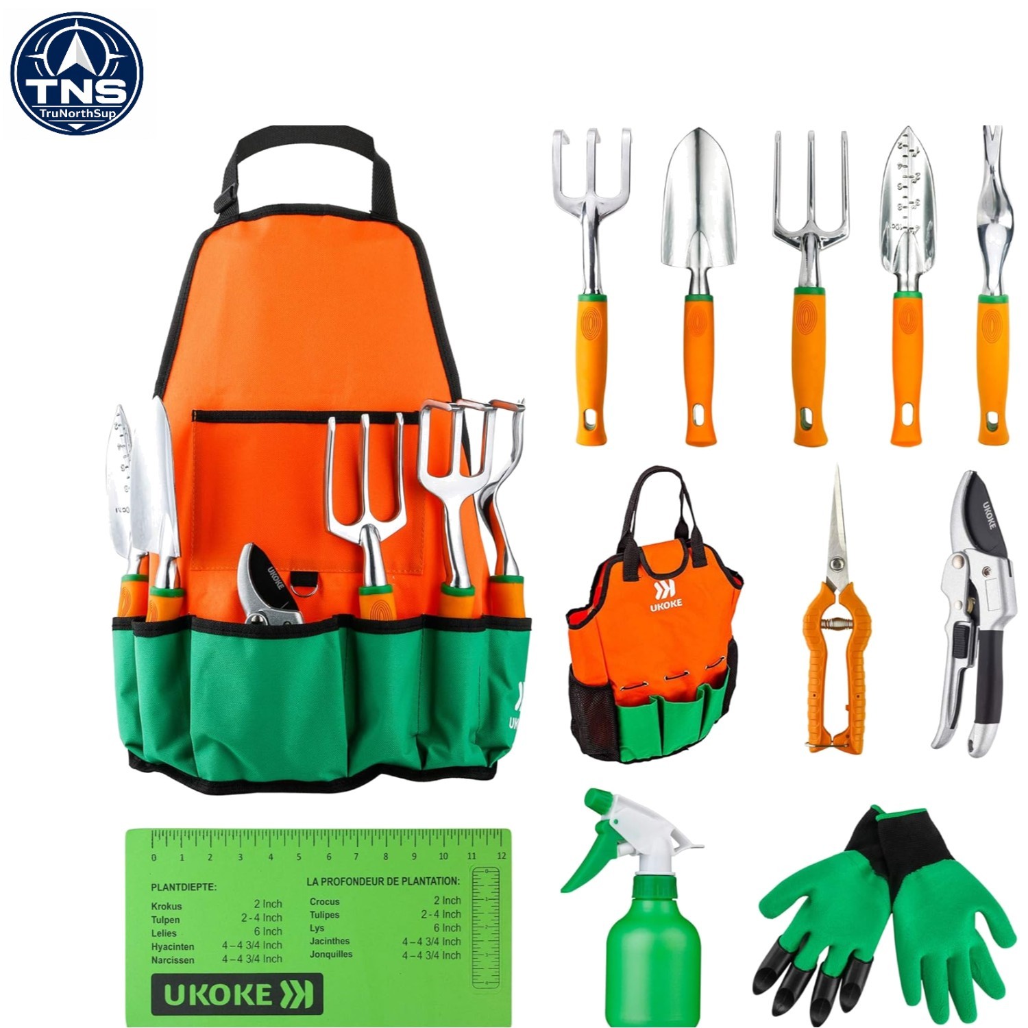 Garden Tool Set 12 pcs Aluminum Hand Garden Kit & Apron Outdoor Works