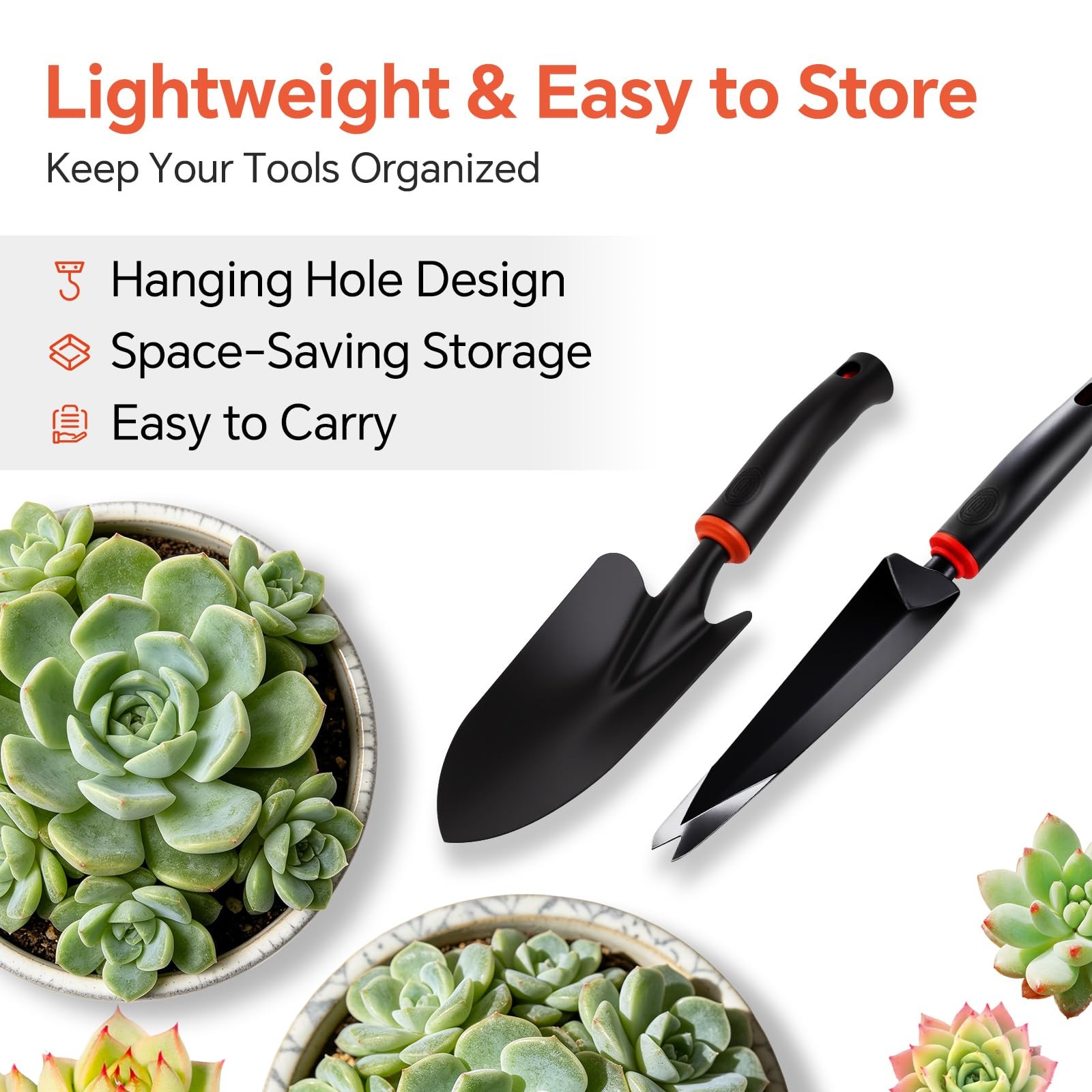 4-Piece Heavy-Duty Garden Tool Set, Wide & Narrow Trowel, Root , 3-Tine Culti…
