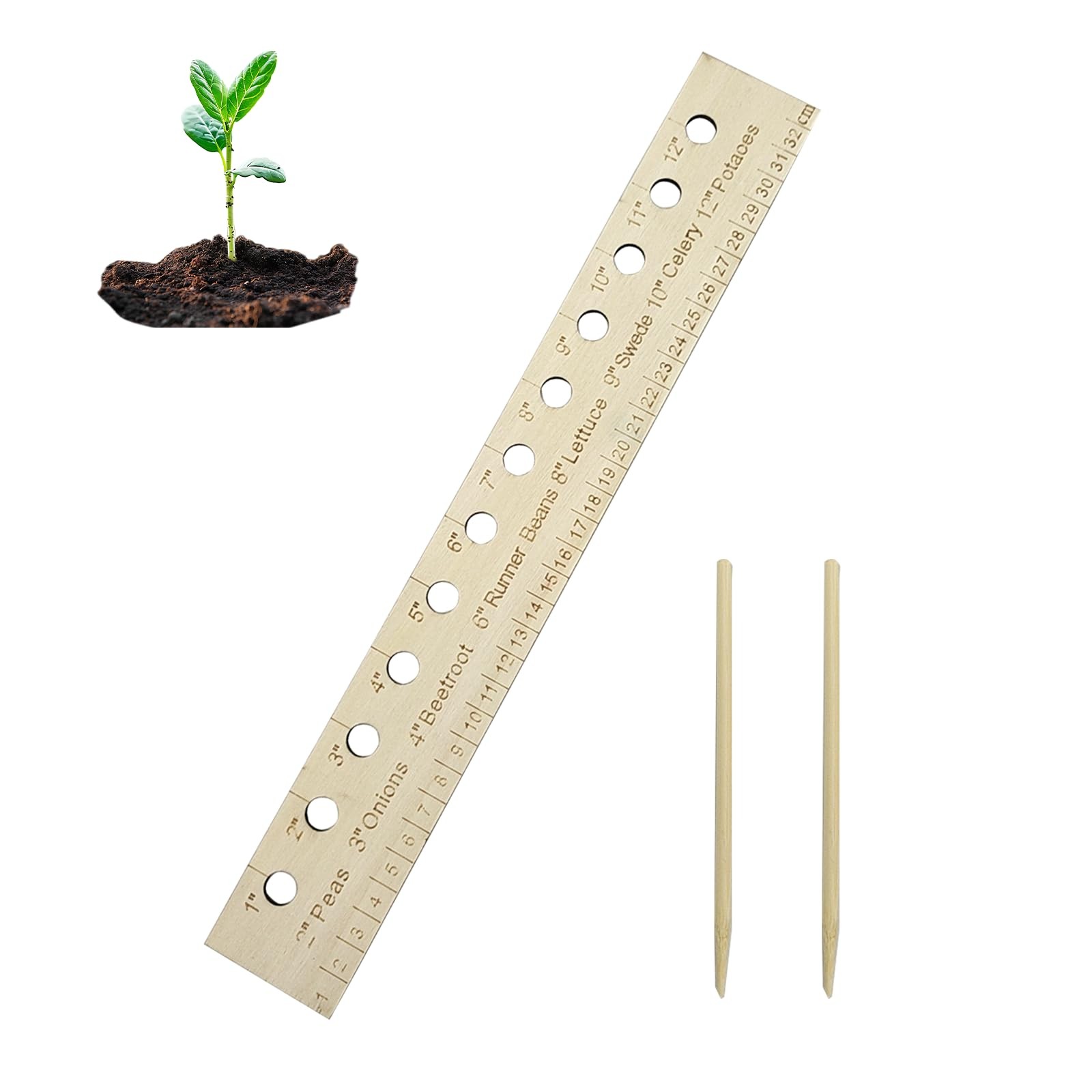 Garden Seed Spacer Planting Ruler, Precision Seed Spacer & Ruler with Holes a…