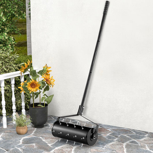 18/21 Inch Manual Lawn Aerator with Detachable Handle-18 inches – Color: Black –
