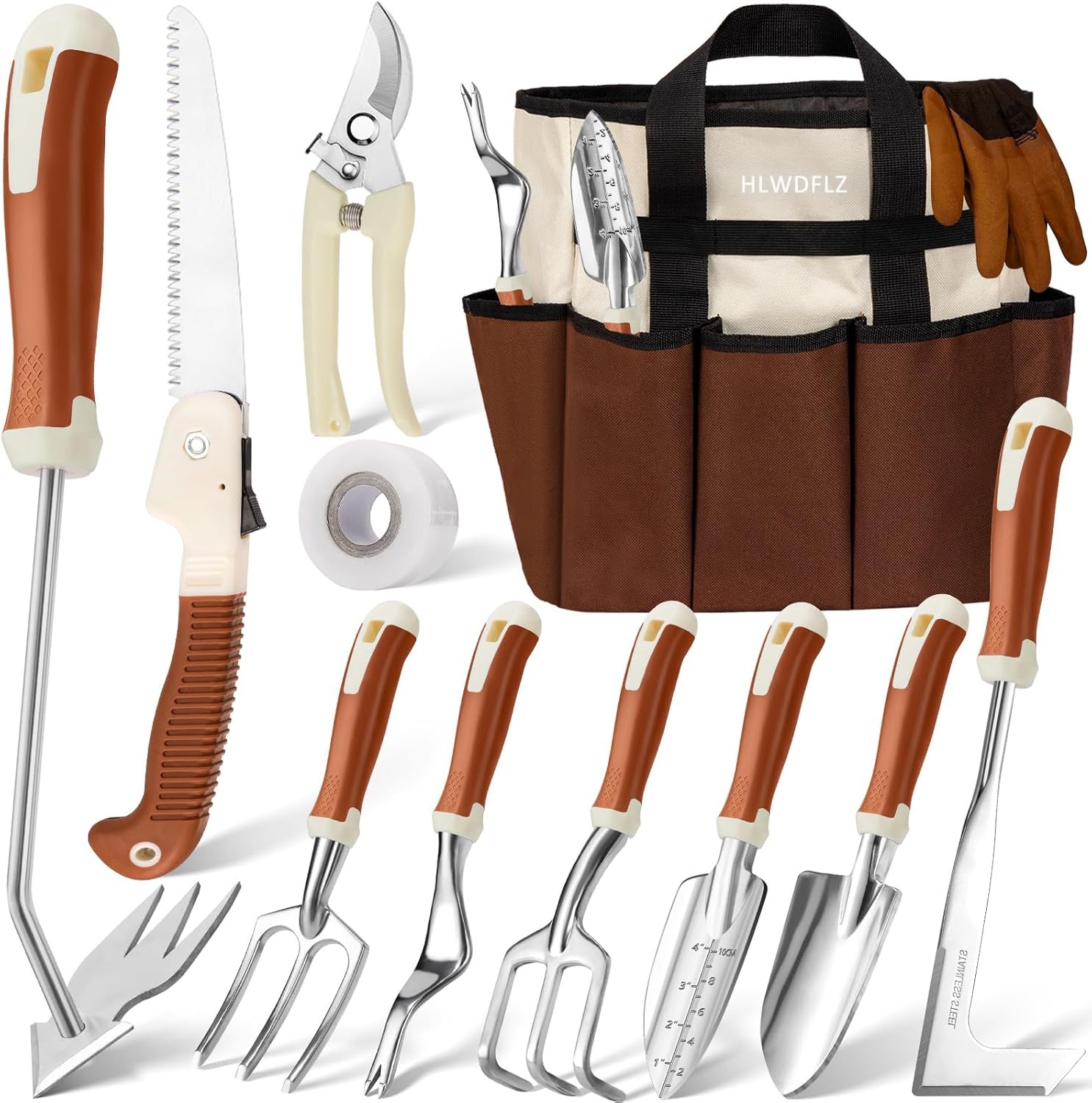 Garden Tool Set, 12 Pcs Heavy Duty Floral Gardening Tools Kit with Gardening Han