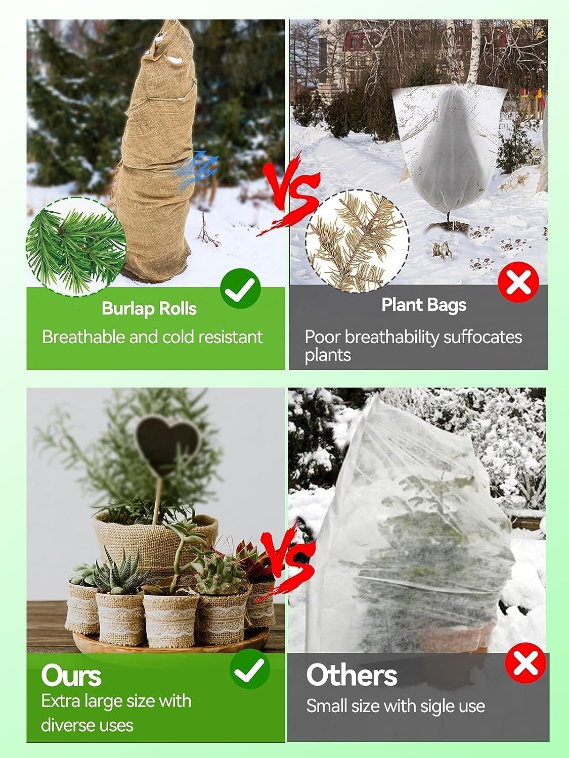 Cleverbrand Burlap Plant Cover Landscape Fabric – 40 X 12Ft Roll – Natural