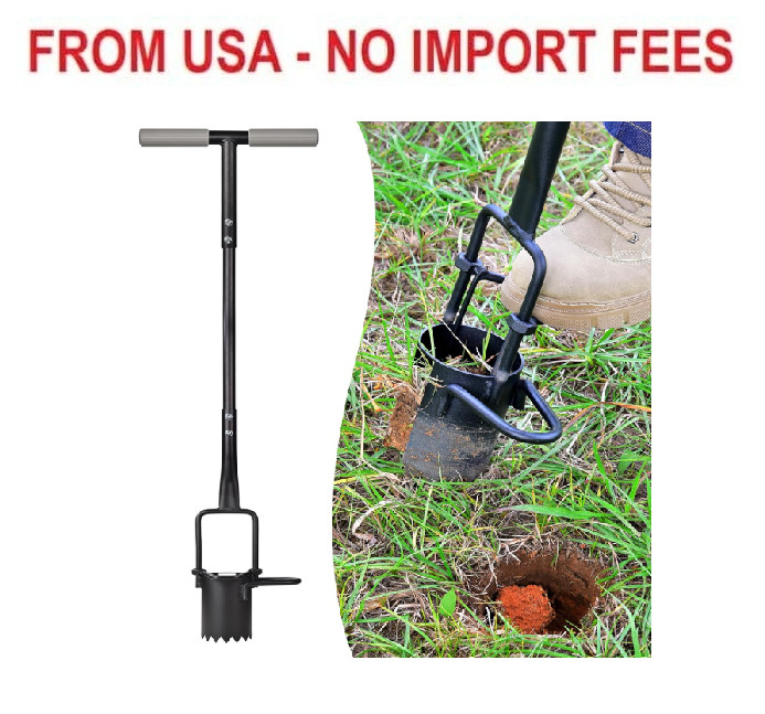 Omesata Sod Plugger, Bulb Planter with Long Handle and Serrated Base Garden Tool