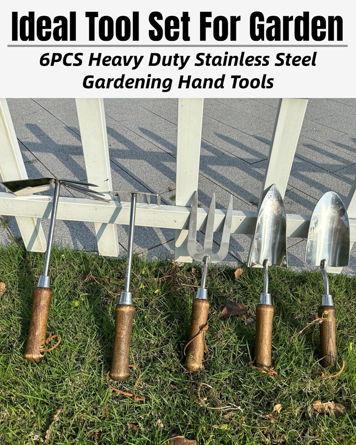 6Pcs Stainless Steel Garden Tools Shovel Trowel Pruner Gift For Men Women