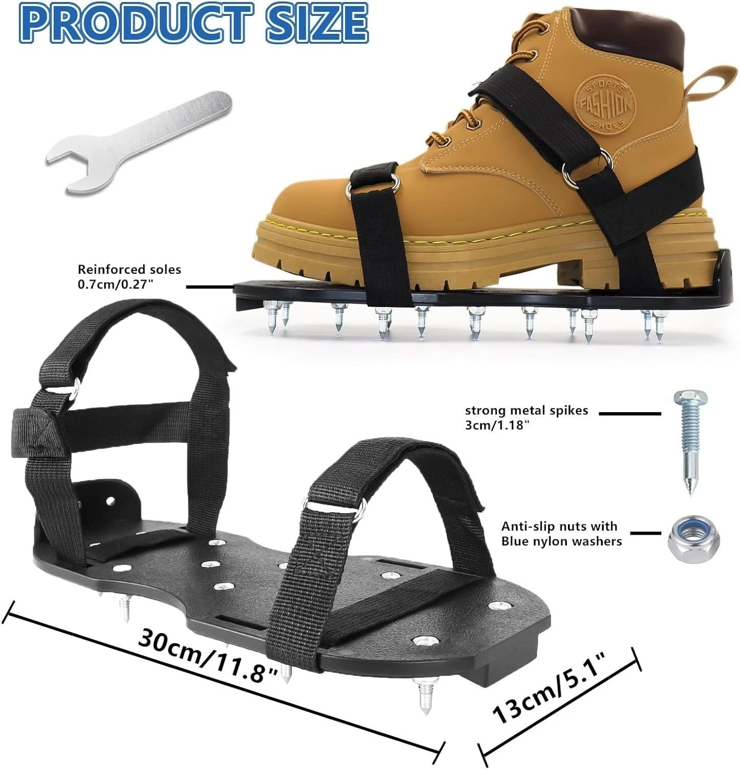 Epoxy Shoes, Fully Assembled Gunite Spiked Shoes with 3/4″ Short Spikes for