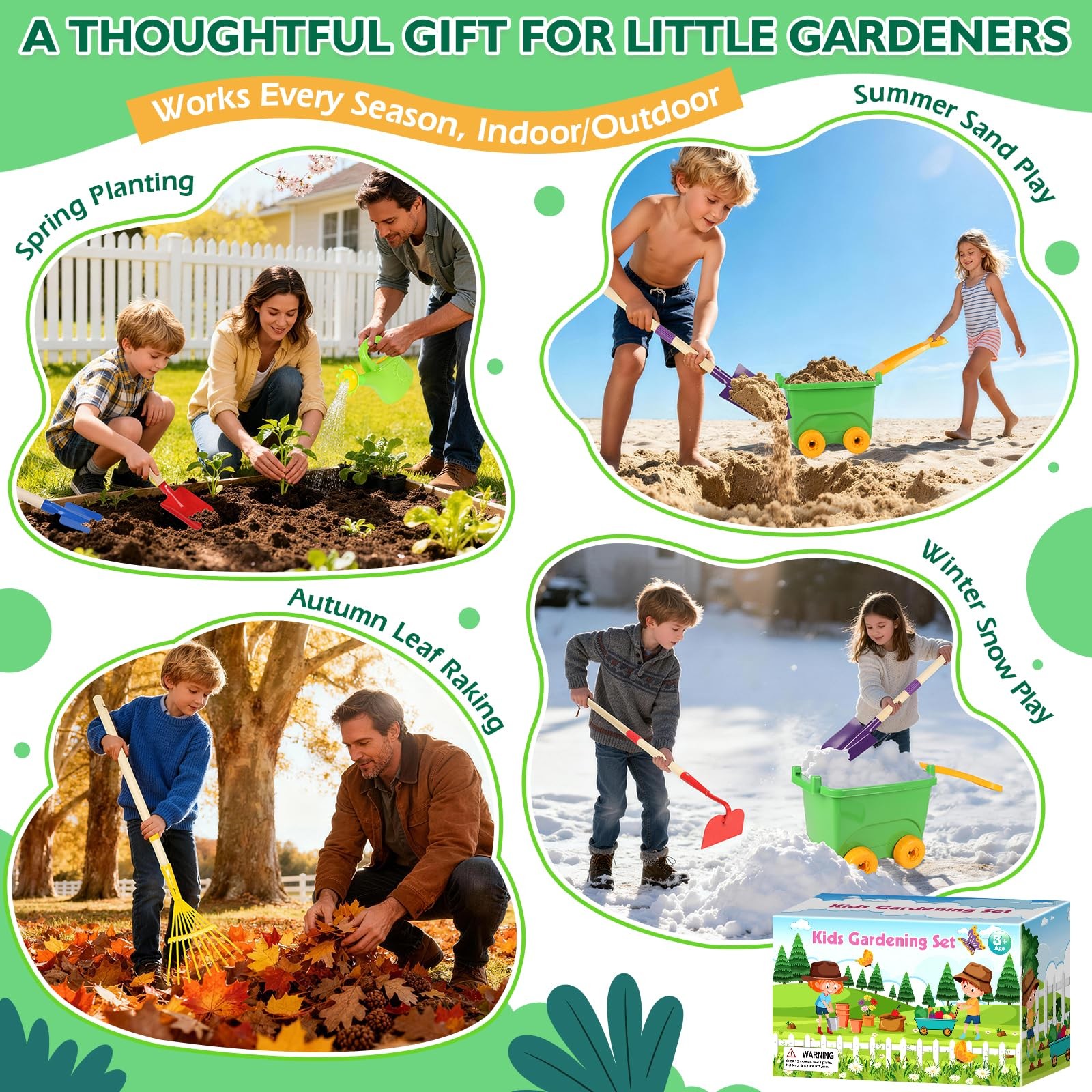 Kids Gardening Set with Wheelbarrow, Metal Gardening Tools with Apron, Gloves…