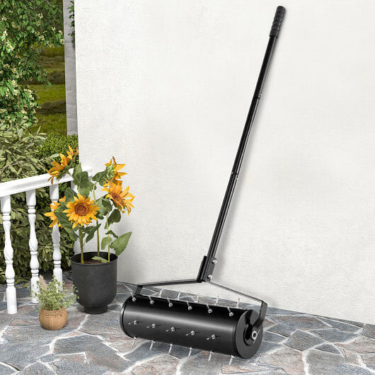 18/21 Inch Manual Lawn Aerator with Detachable Handle-21 inches – Color: Black –