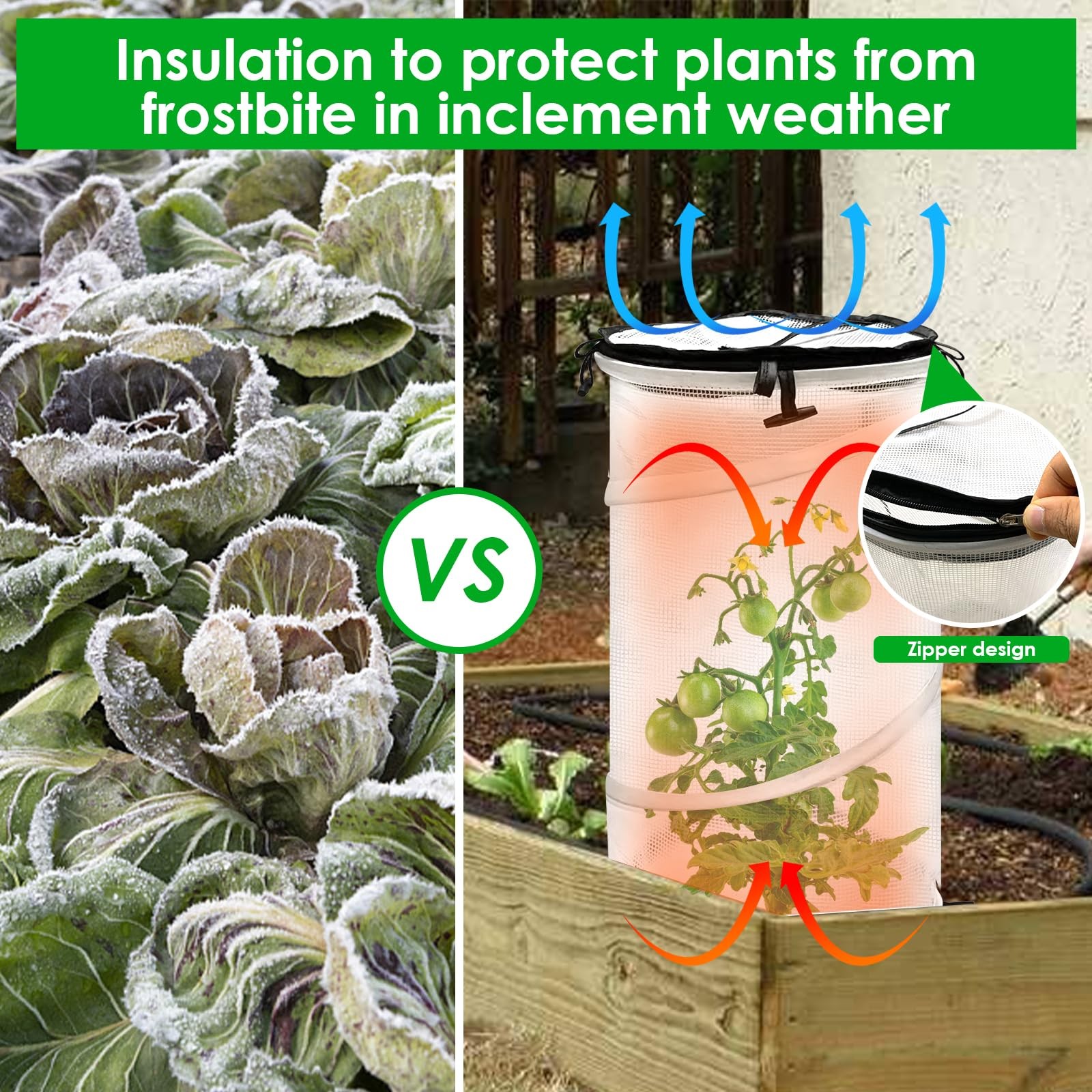 Vecacosic 2 Pack Pop Up Mini Greenhouse For Raised Garden Bed Portable Pvc