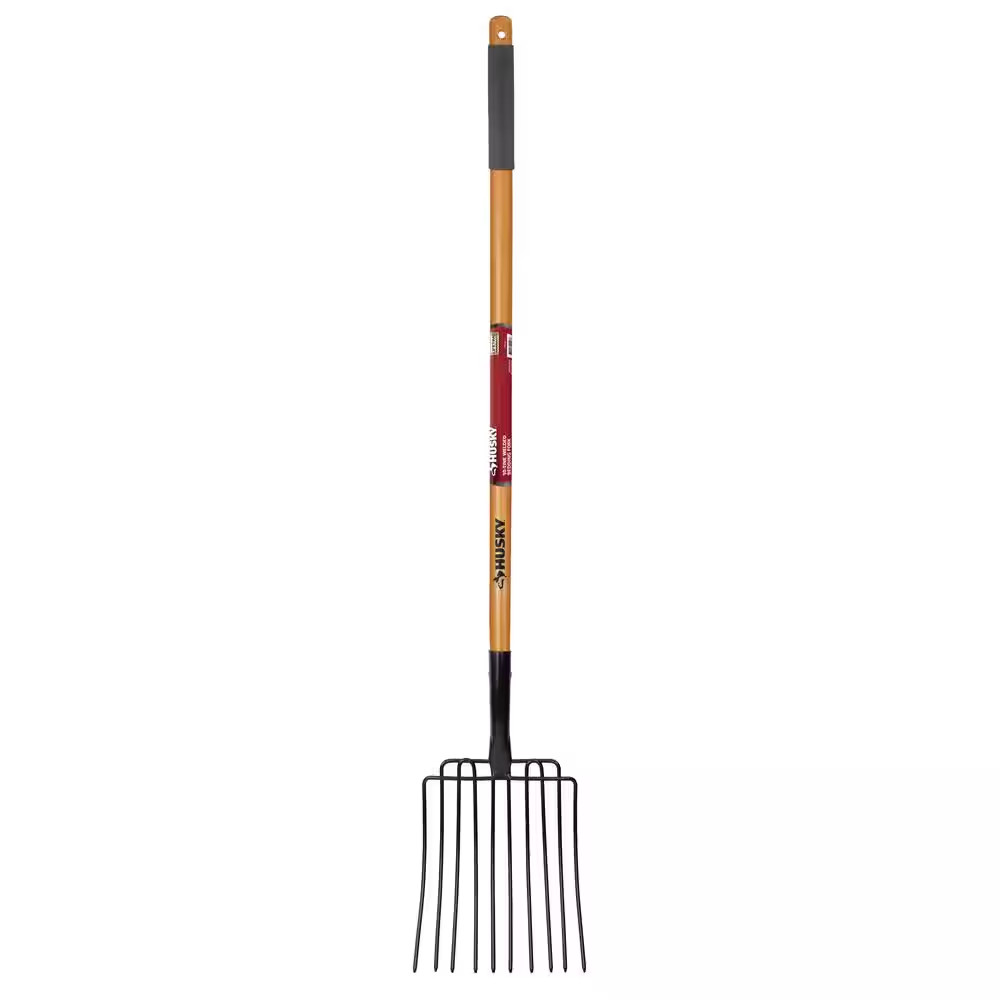 47 In. Wood Handle 10-Tines Welded Bedding Garden Fork