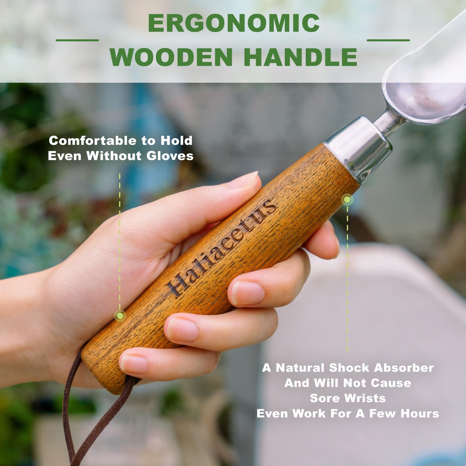 Stainless Steel Seeding Widger Garden Planting Trowel Long Narrow Wood Handle