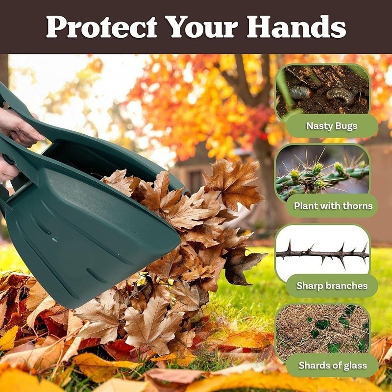Lightweight Leaf Scoops Hand Rakes Easy Yard Work W/ Wrist Guards All Ages New
