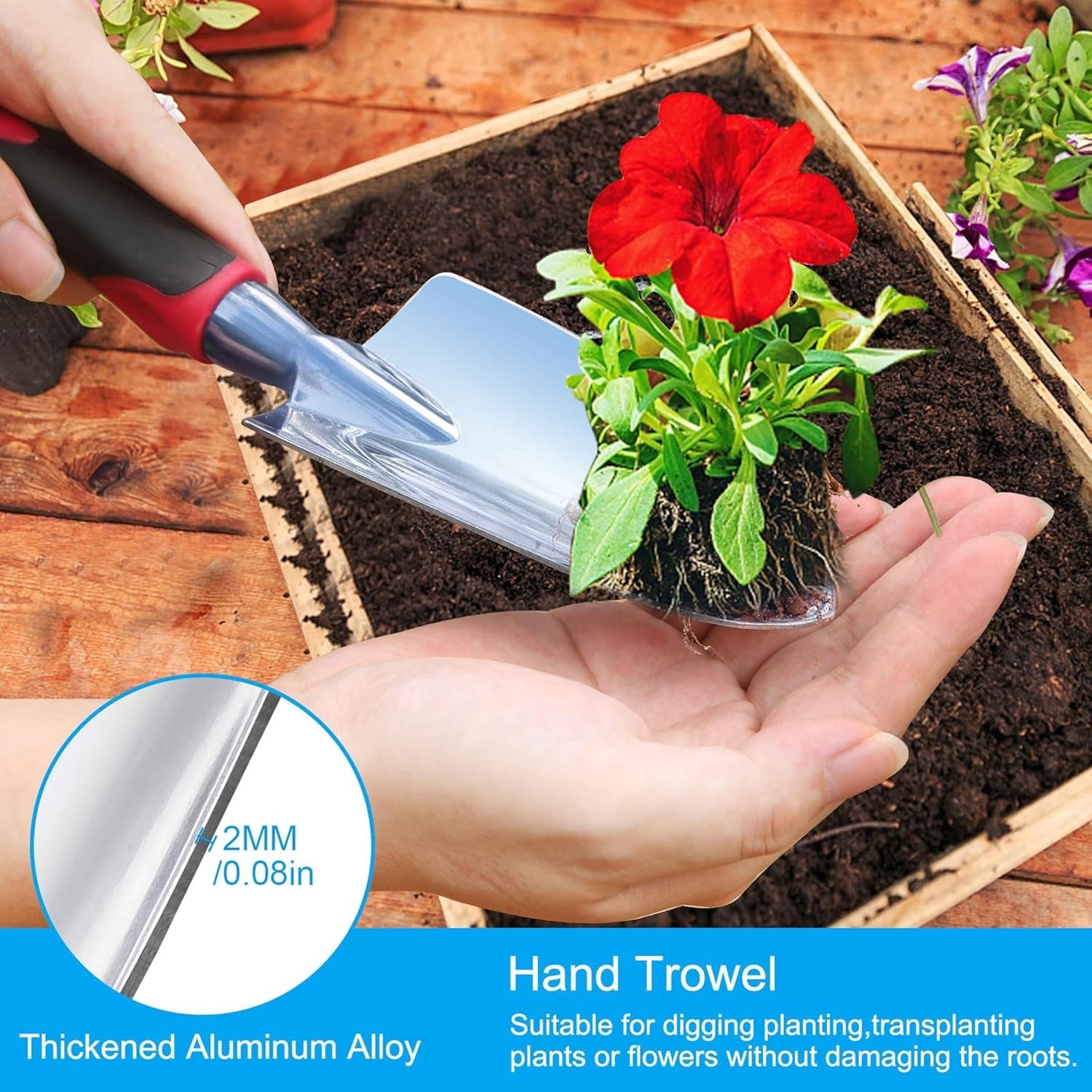 Garden Tool Set, 3 Pieces Aluminum Heavy Gardening Kit Including Hand Shovel,…