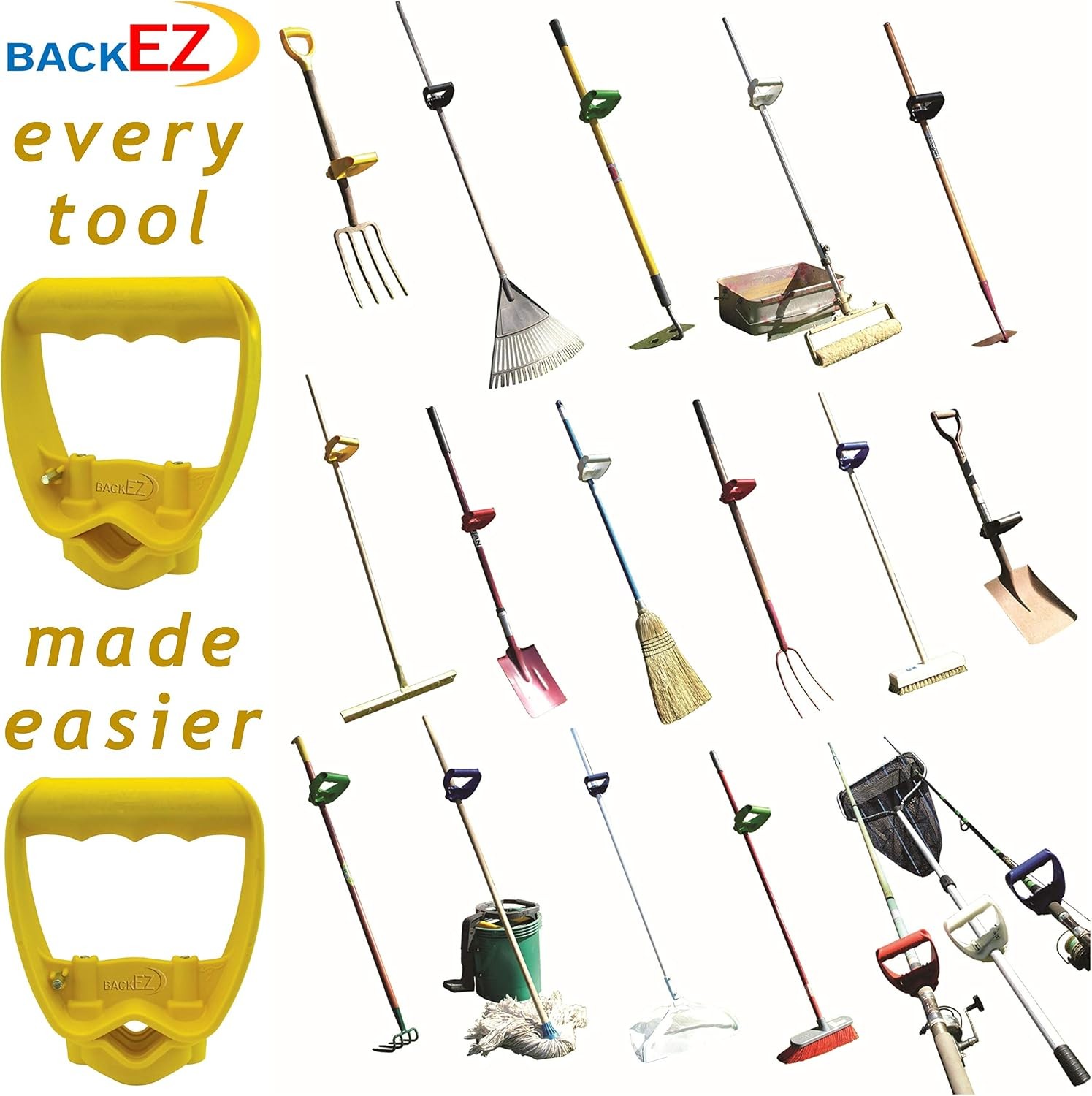 Back-Saving Tool Handle Labor-Saving Ergonomic Shovel or Rake Attachment Yellow