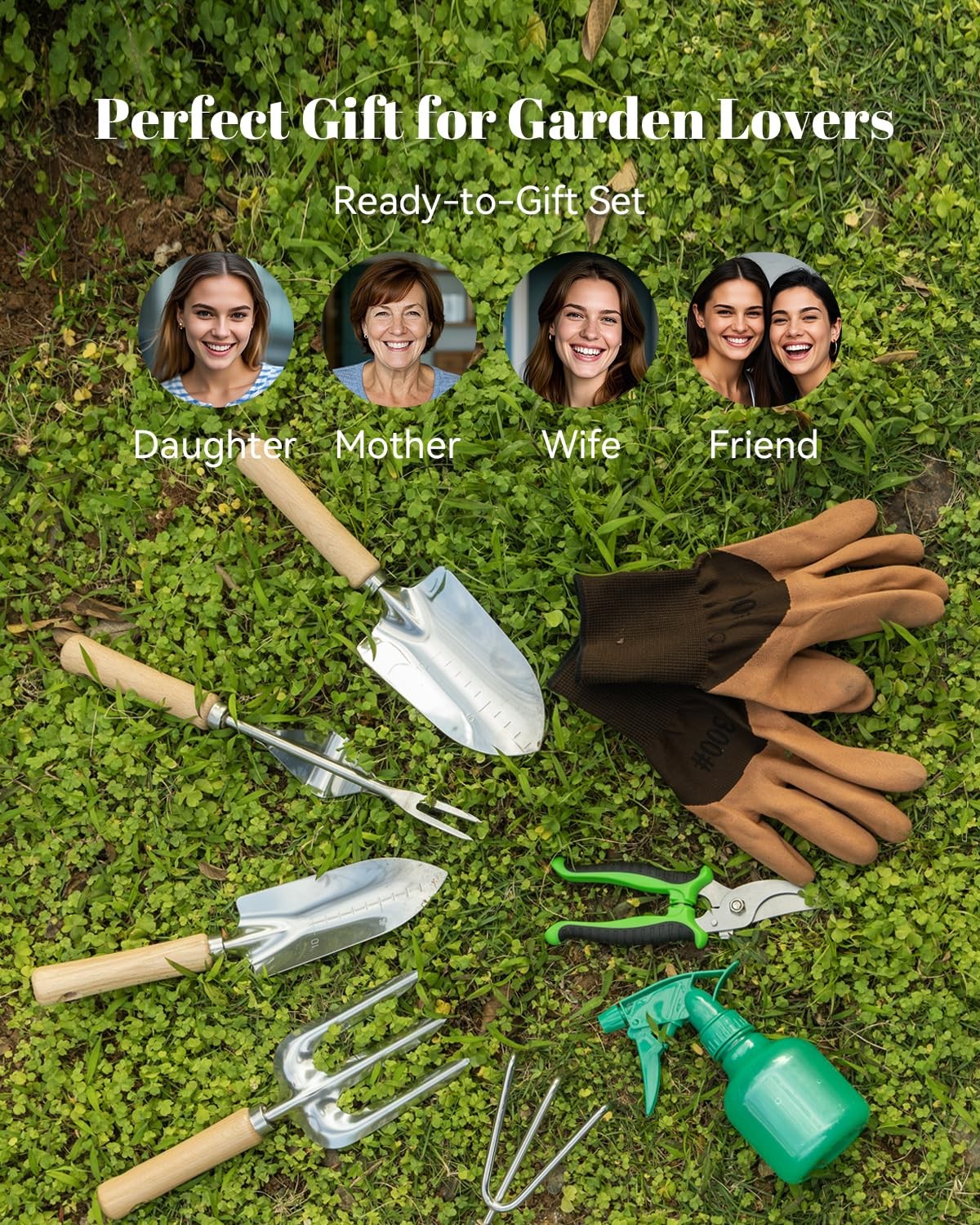 9-Piece Heavy Duty Garden Tool Set with Ergonomic Grips & Storage Bag