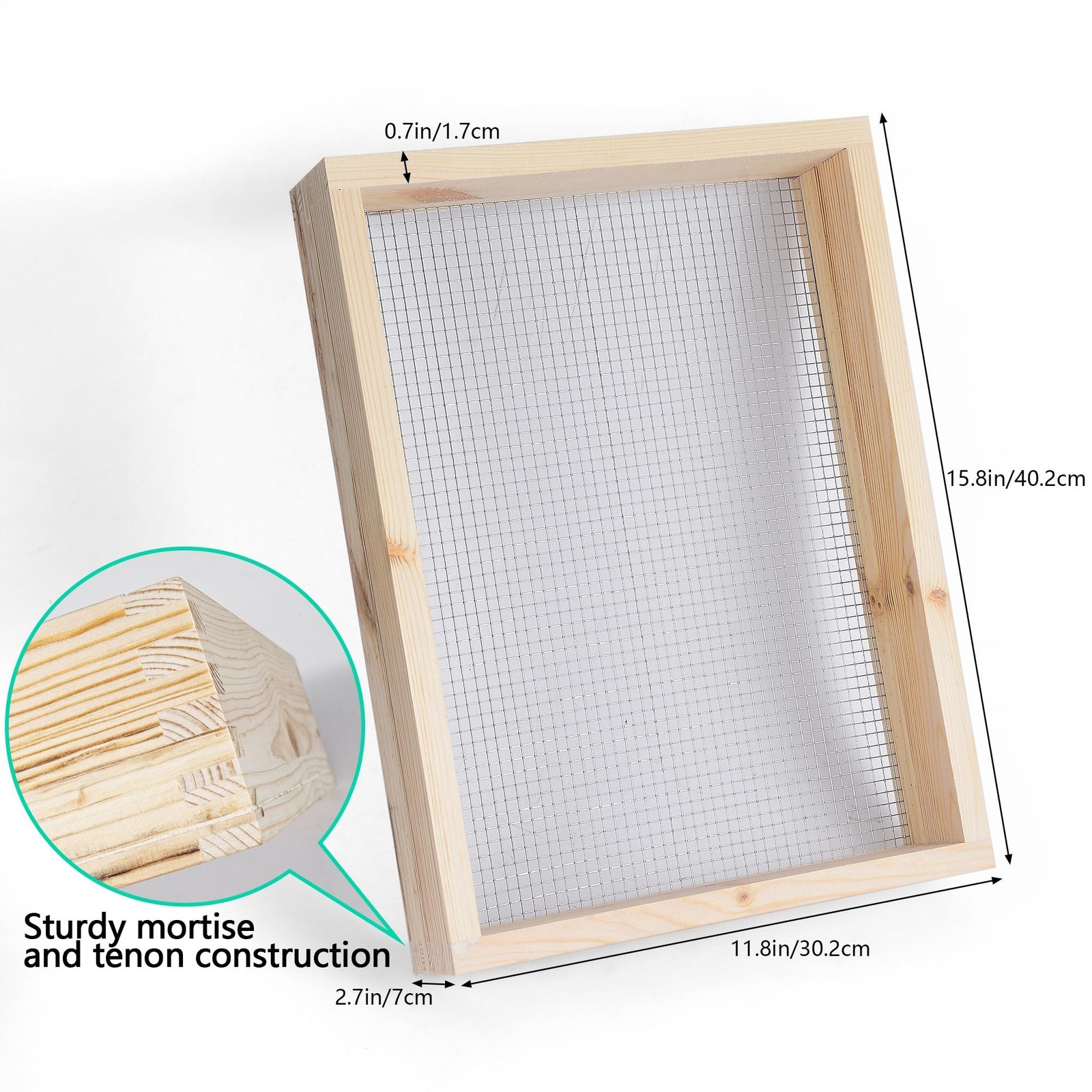 15.74″ x 11.81″ Soil Sifter – Steel Wire Mesh & Natural Wood Dirt Sifter for …